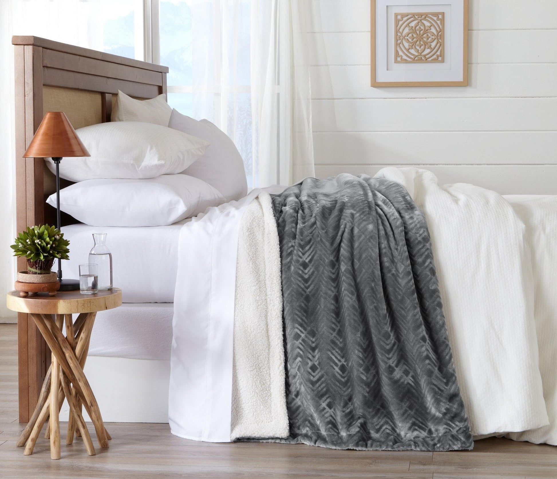 Velvet Plush Sherpa Luxury Bed Blanket - Cielo Collection - Boske.store