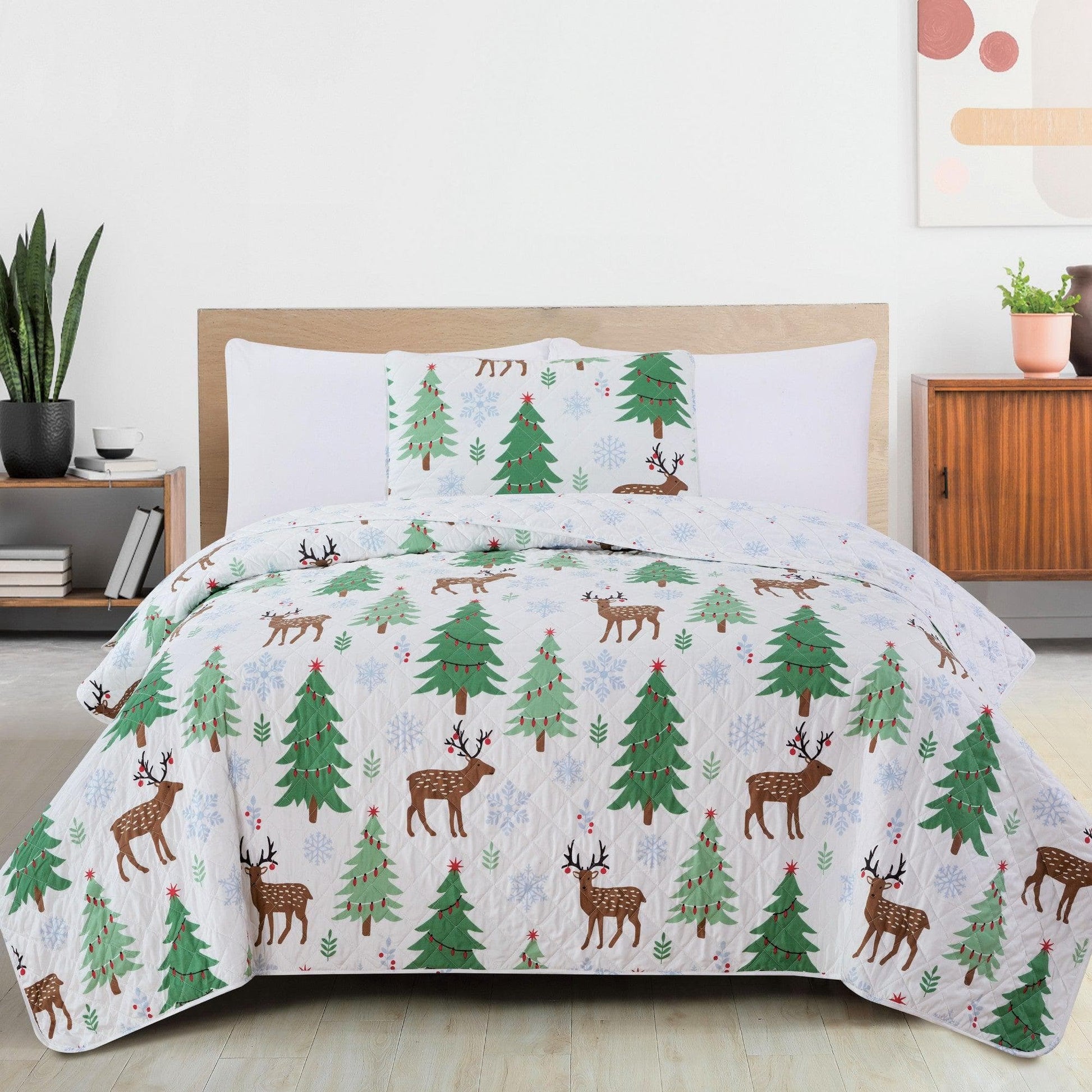 3 - Piece Holiday Quilt - Holly Collection - Boske.store