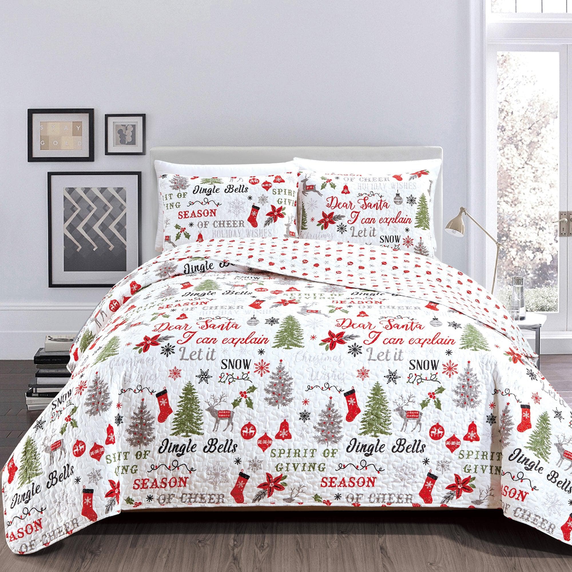 Holiday 3 Piece Quilt Set - Carol Collection - Boske.store