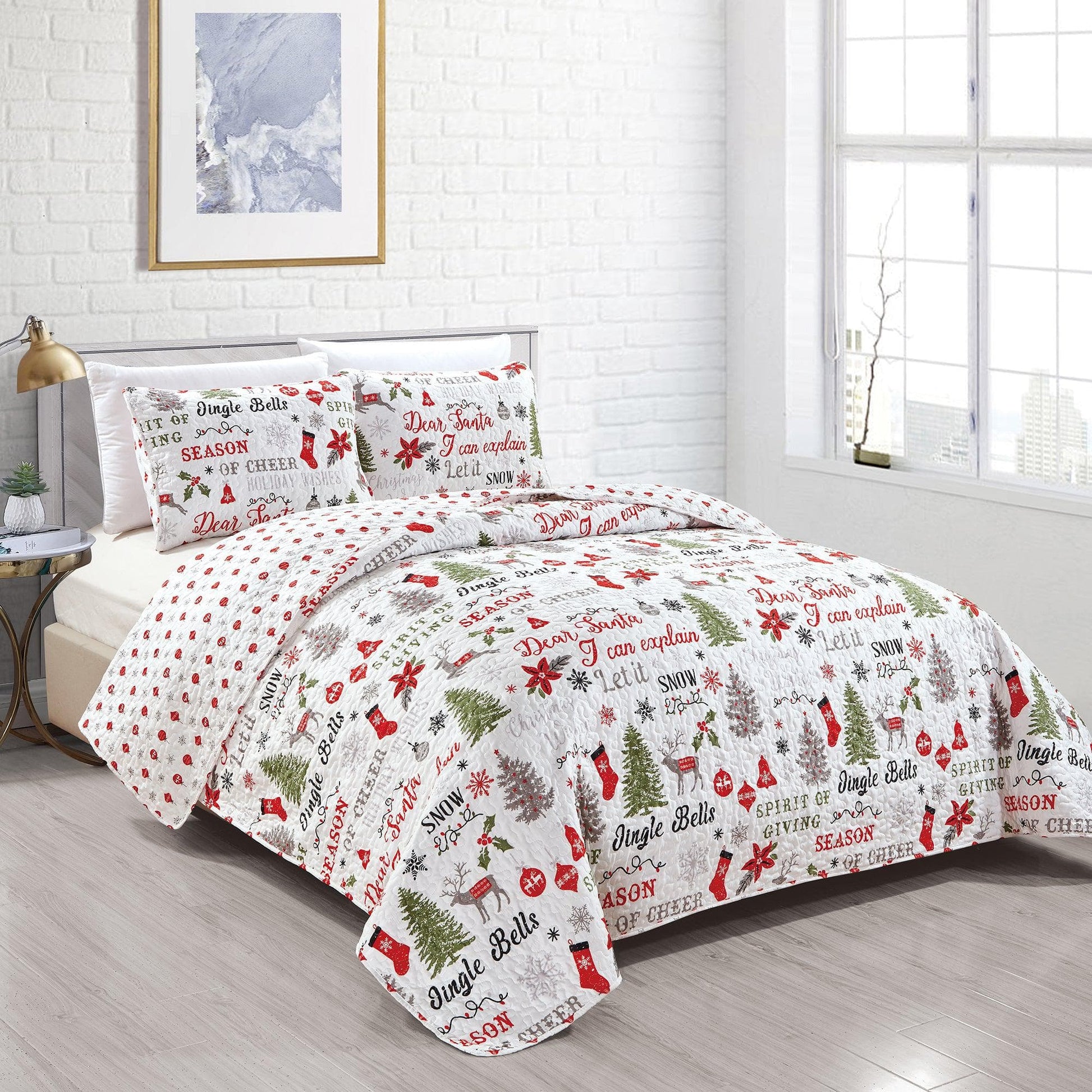Holiday 3 Piece Quilt Set - Carol Collection - Boske.store