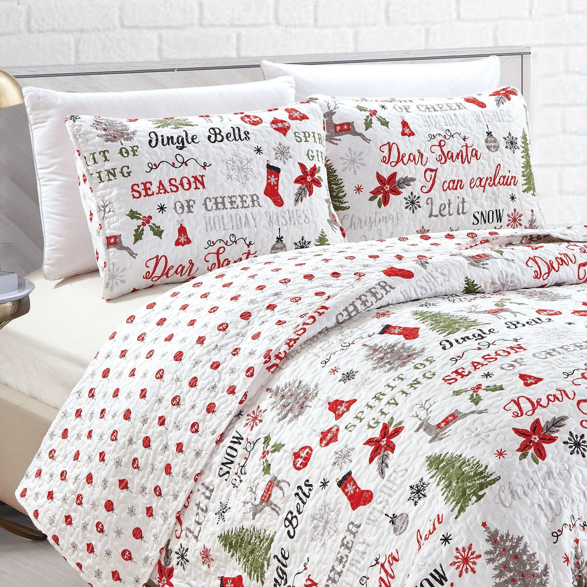 Holiday 3 Piece Quilt Set - Carol Collection - Boske.store
