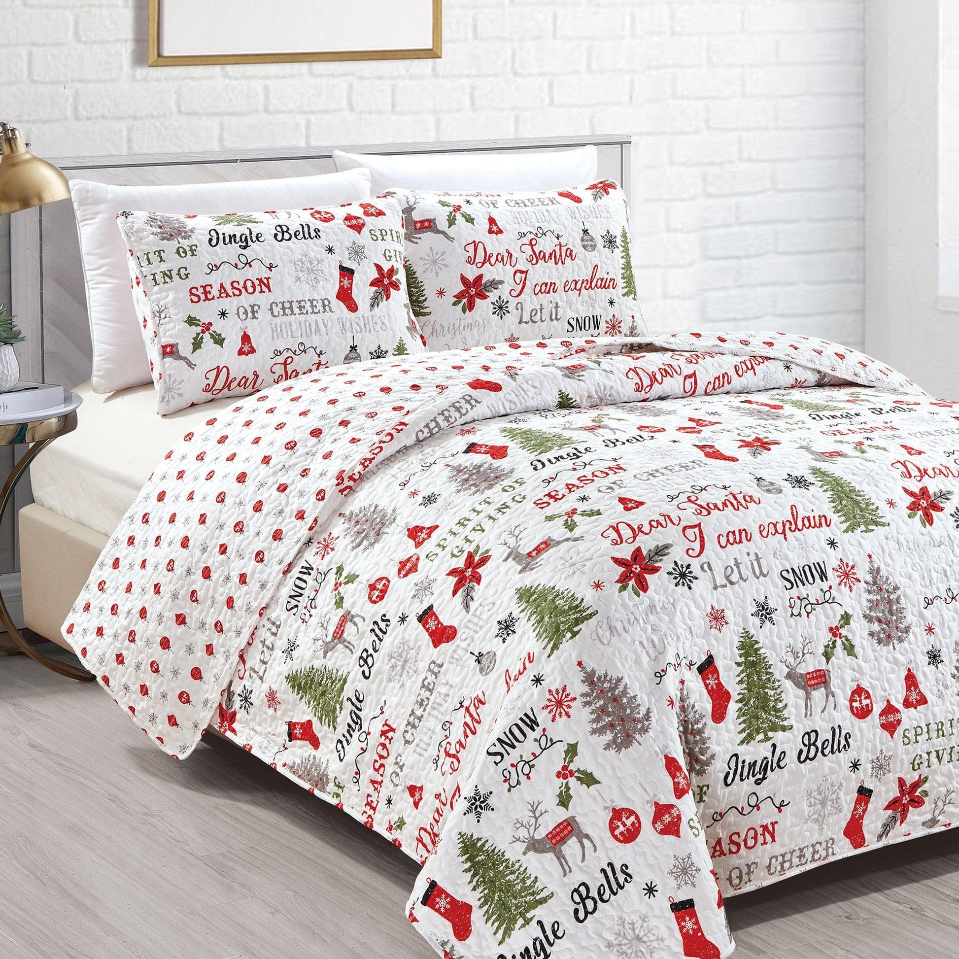 Holiday 3 Piece Quilt Set - Carol Collection - Boske.store