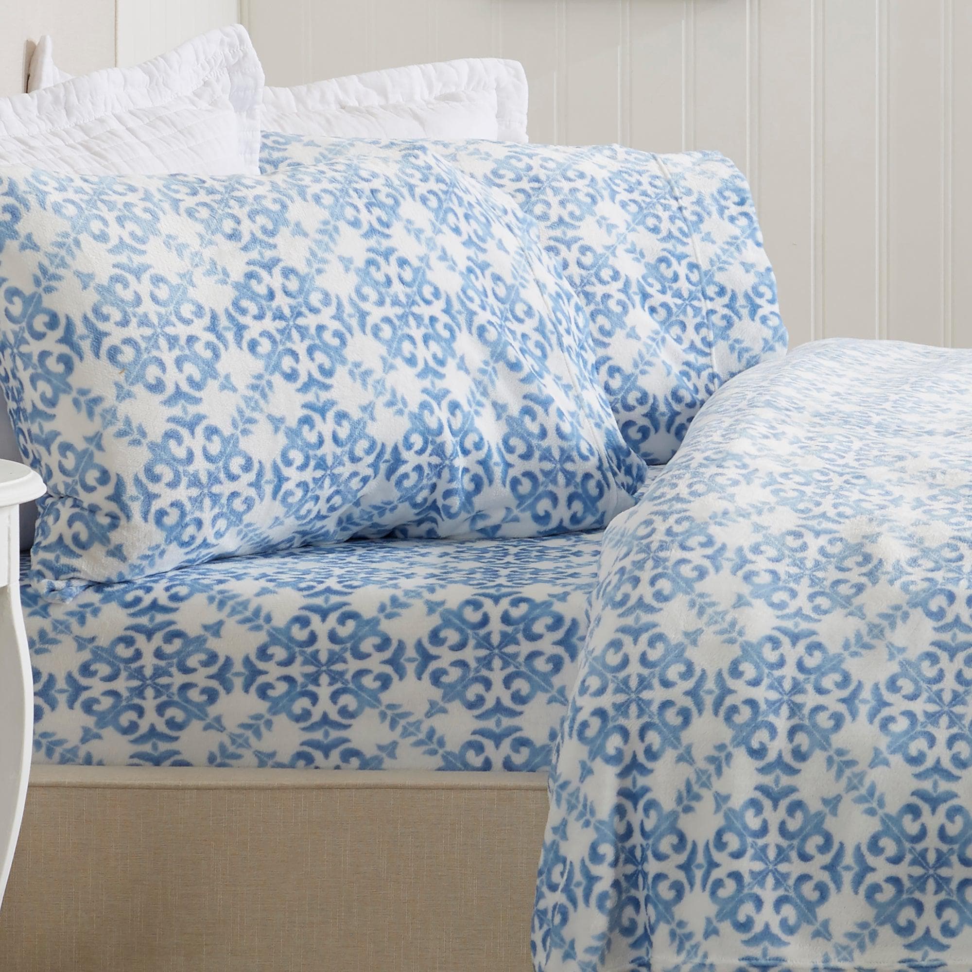 4 - Piece Printed Plush Sheet - Velvet Luxe Lattice Collection - Boske.store