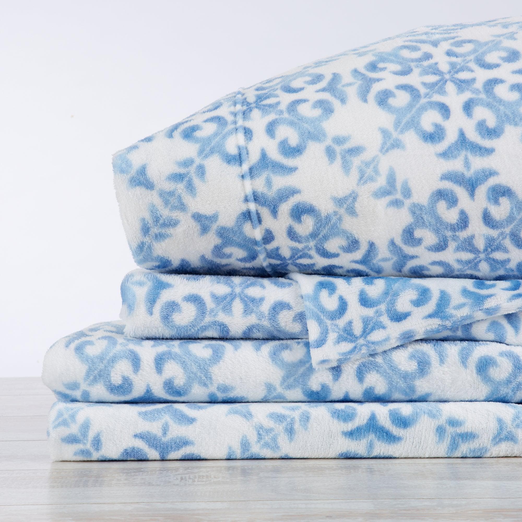 4 - Piece Printed Plush Sheet - Velvet Luxe Lattice Collection - Boske.store