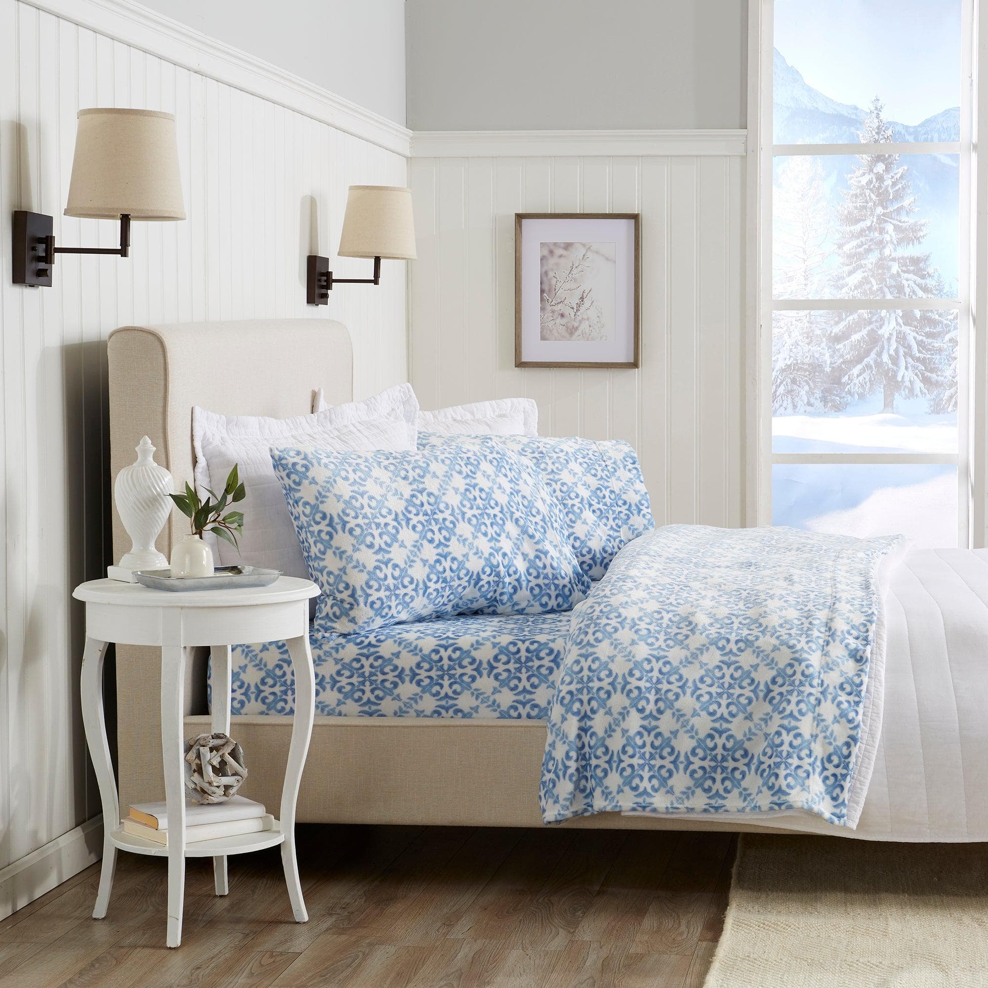4 - Piece Printed Plush Sheet - Velvet Luxe Lattice Collection - Boske.store