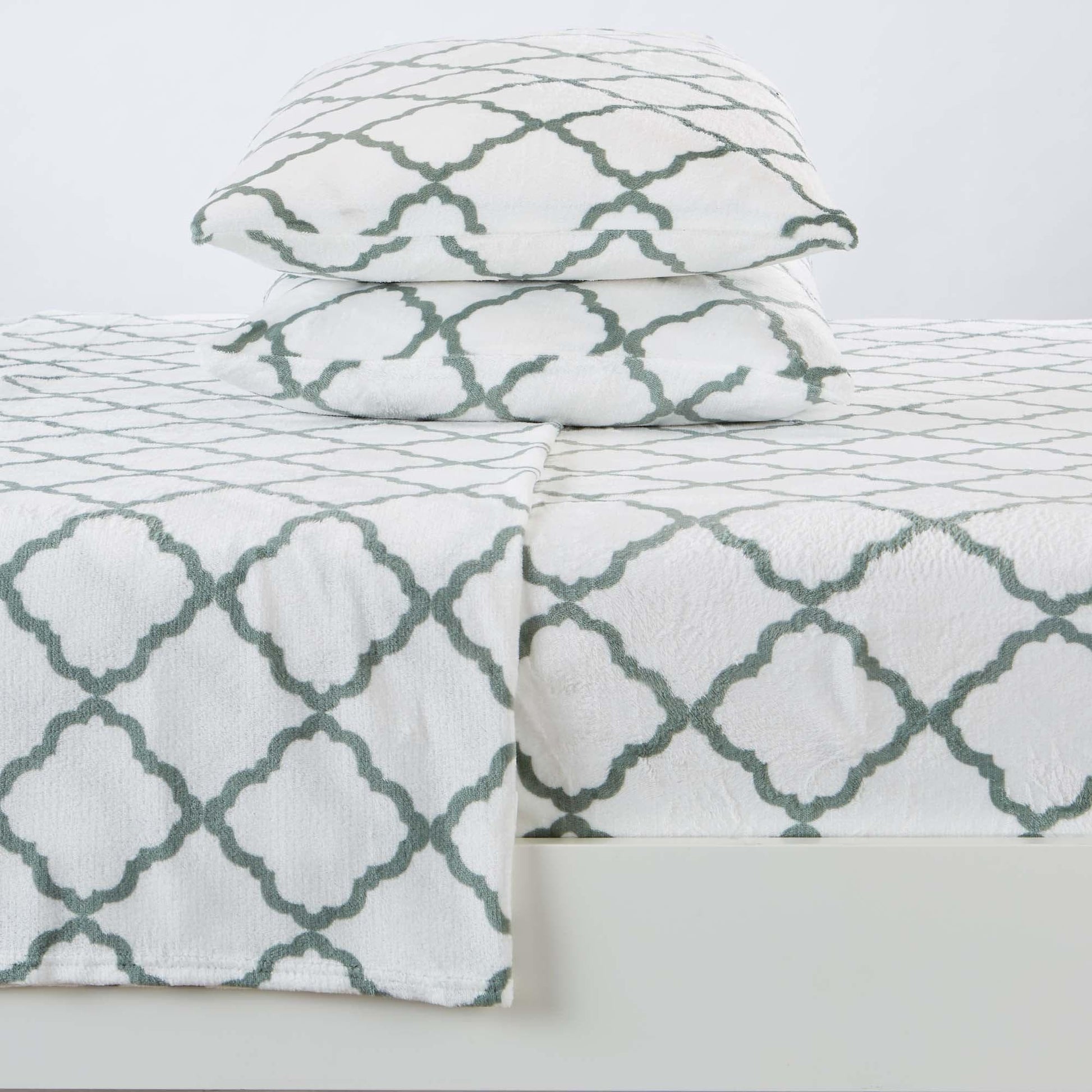 4 - Piece Printed Plush Sheet - Velvet Luxe Lattice Collection - Boske.store