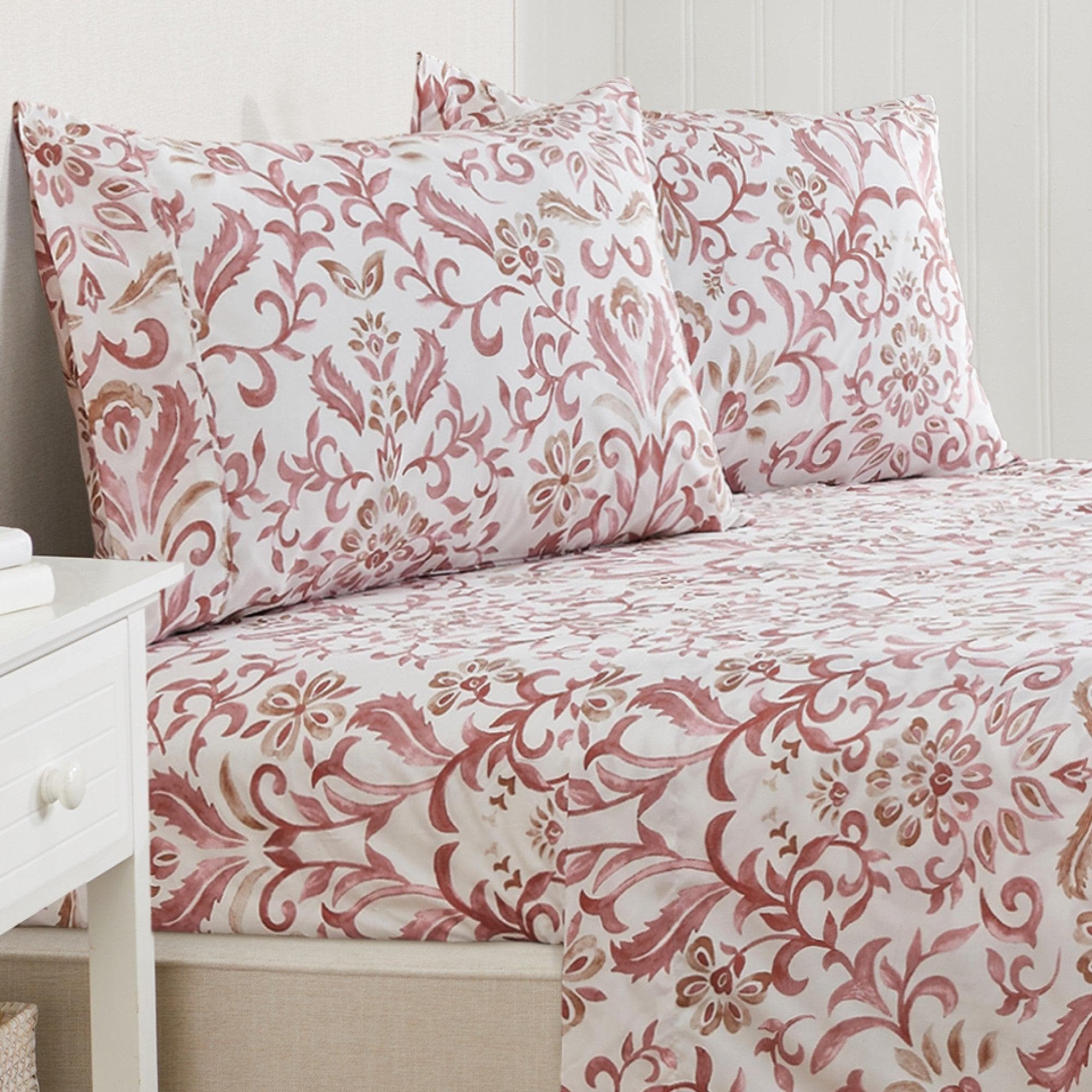 4 Piece Watercolor Floral Microfiber Sheet - Delia Collection - Boske.store