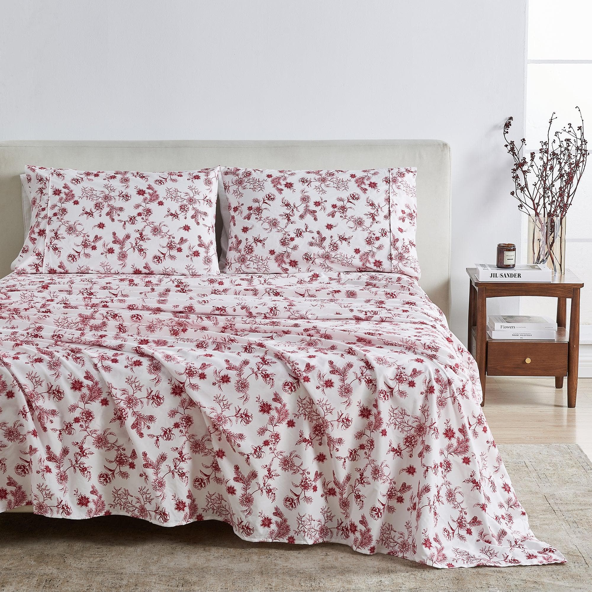 4 Piece Watercolor Floral Microfiber Sheet - Delia Collection - Boske.store
