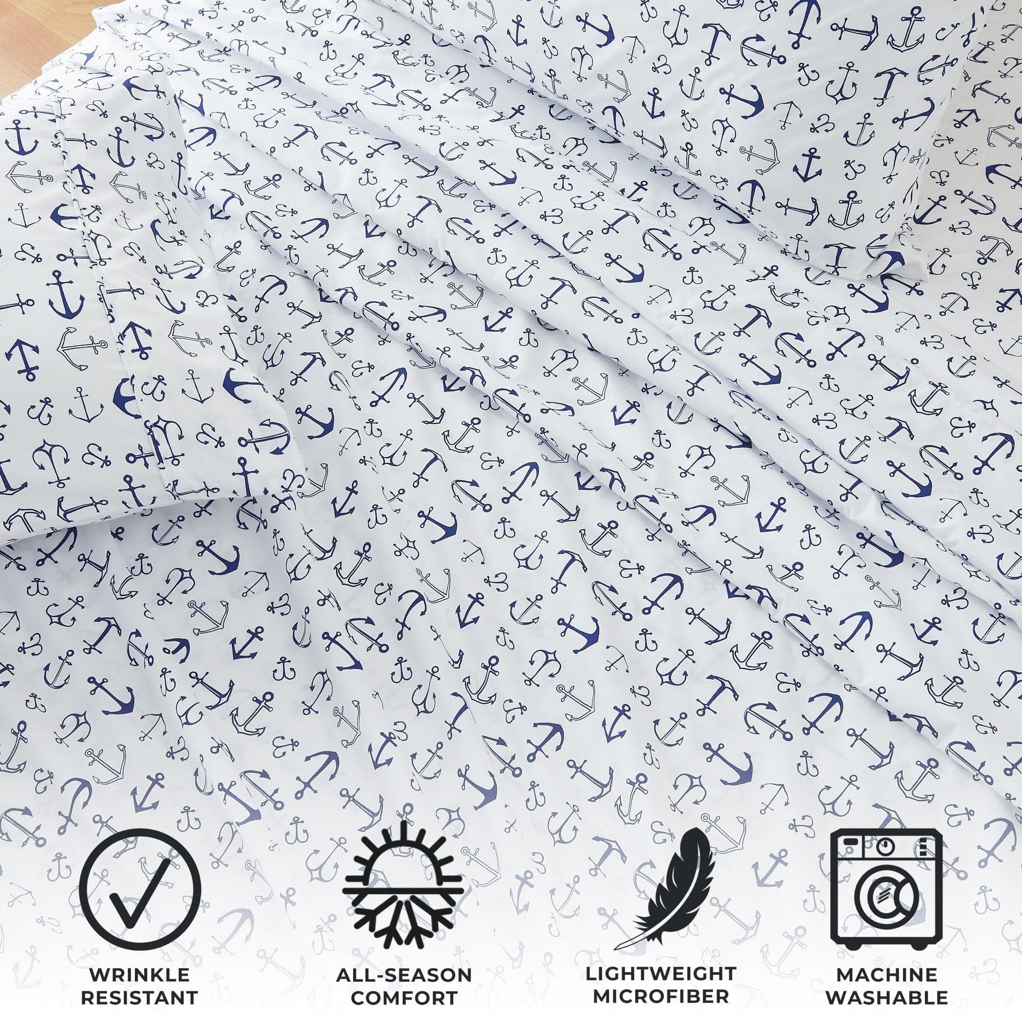 4 - Piece Coastal Microfiber Sheet - Newport Collection - Boske.store