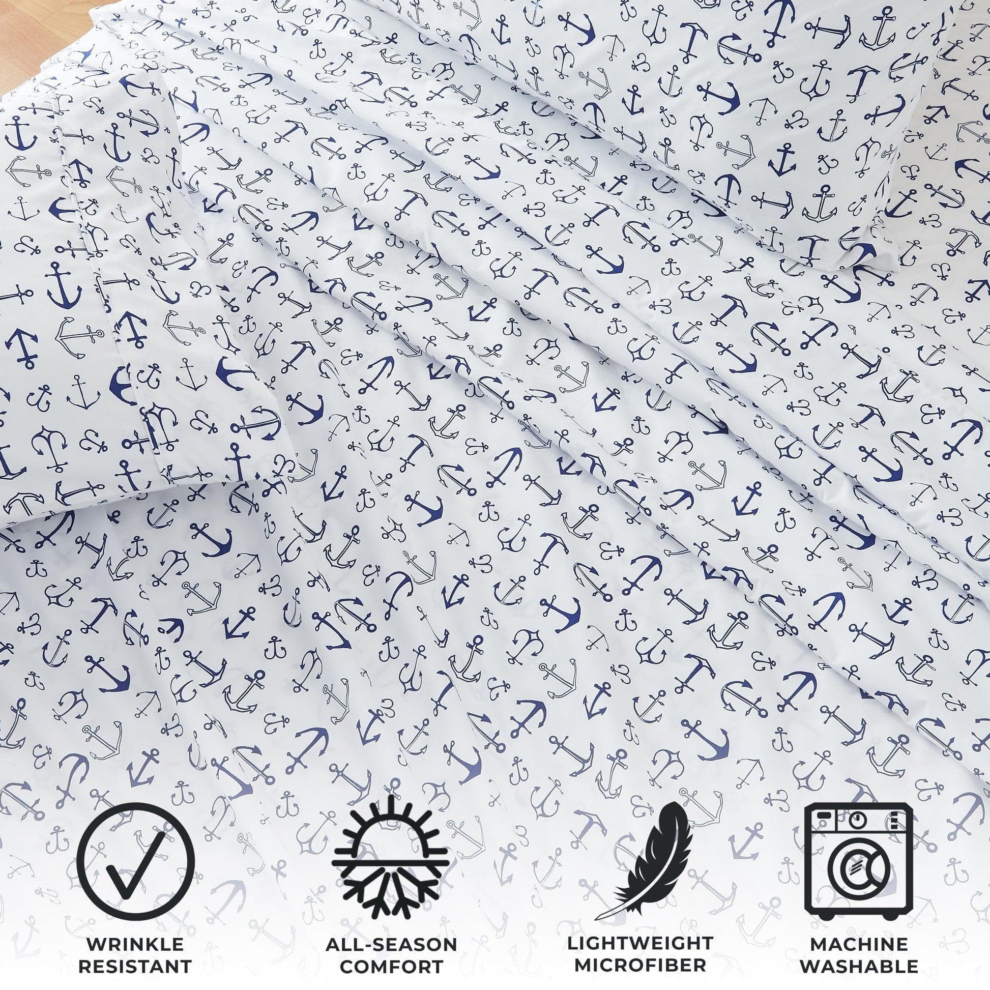 4 - Piece Coastal Microfiber Sheet - Newport Collection - Boske.store
