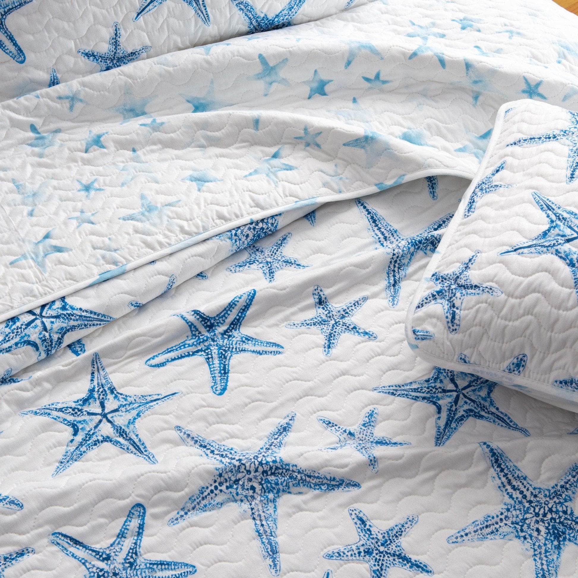 Blue Seashell Coastal Quilt Set - Trinidad Collection - Boske.store