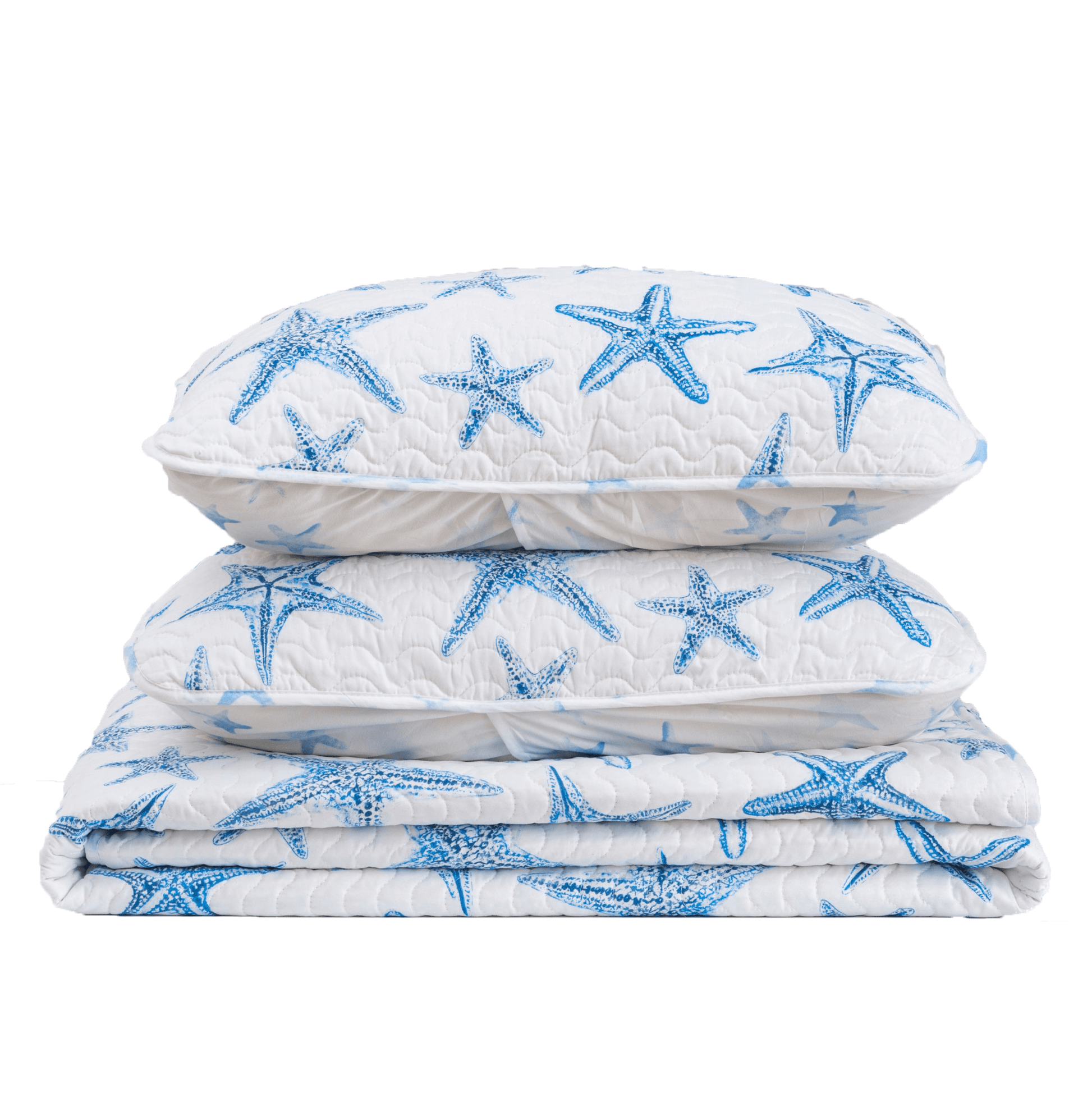 Blue Seashell Coastal Quilt Set - Trinidad Collection - Boske.store