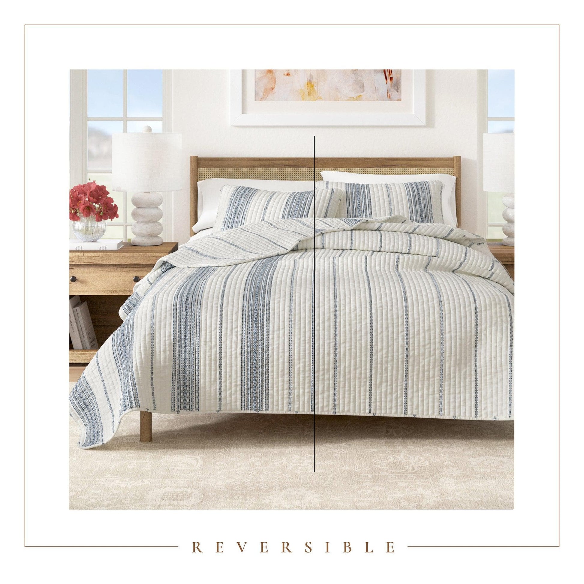 3 - Piece Stripe Quilt - Wesley Collection - Boske.store