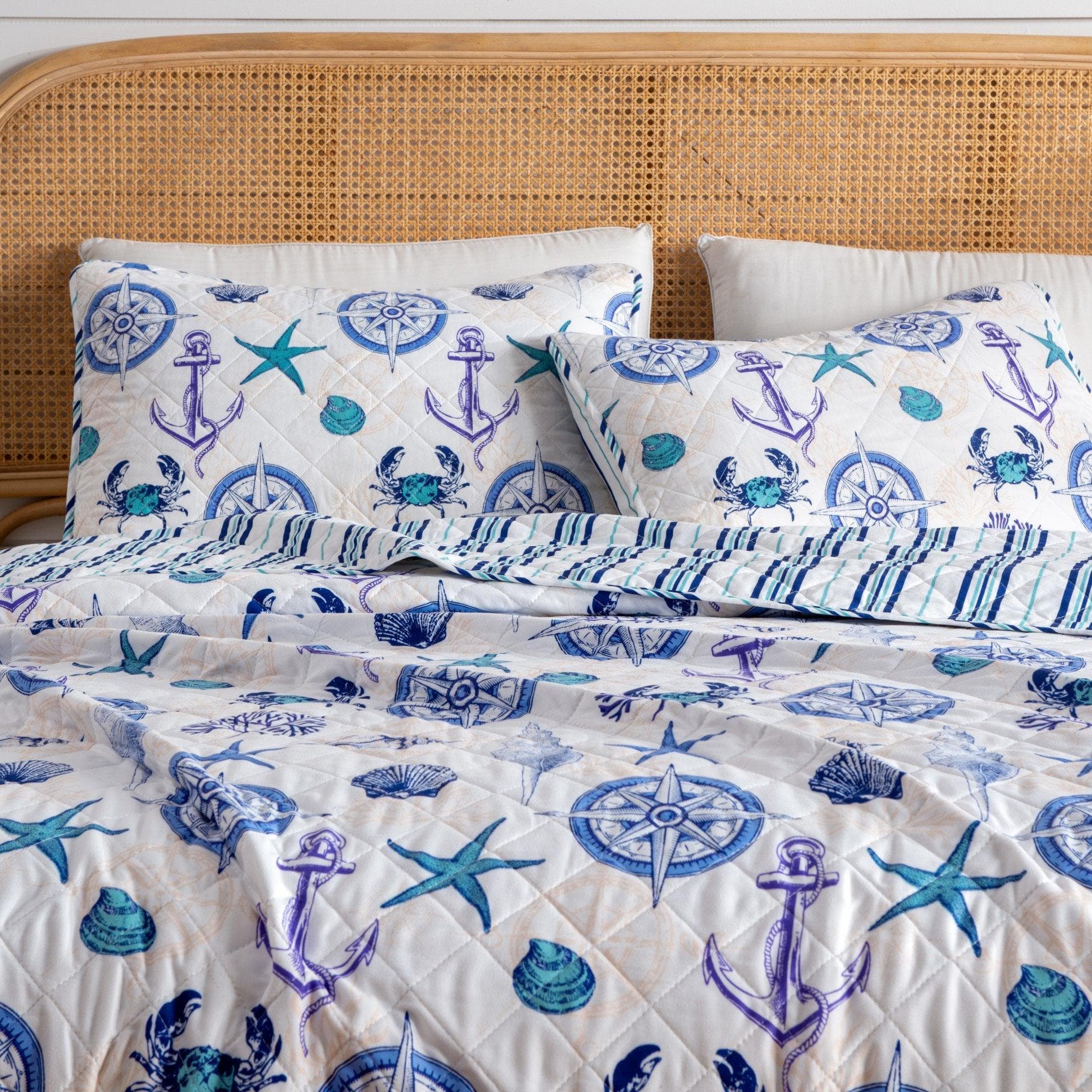 Nautical Anchor Quilt Set - Azure Collection - Boske.store