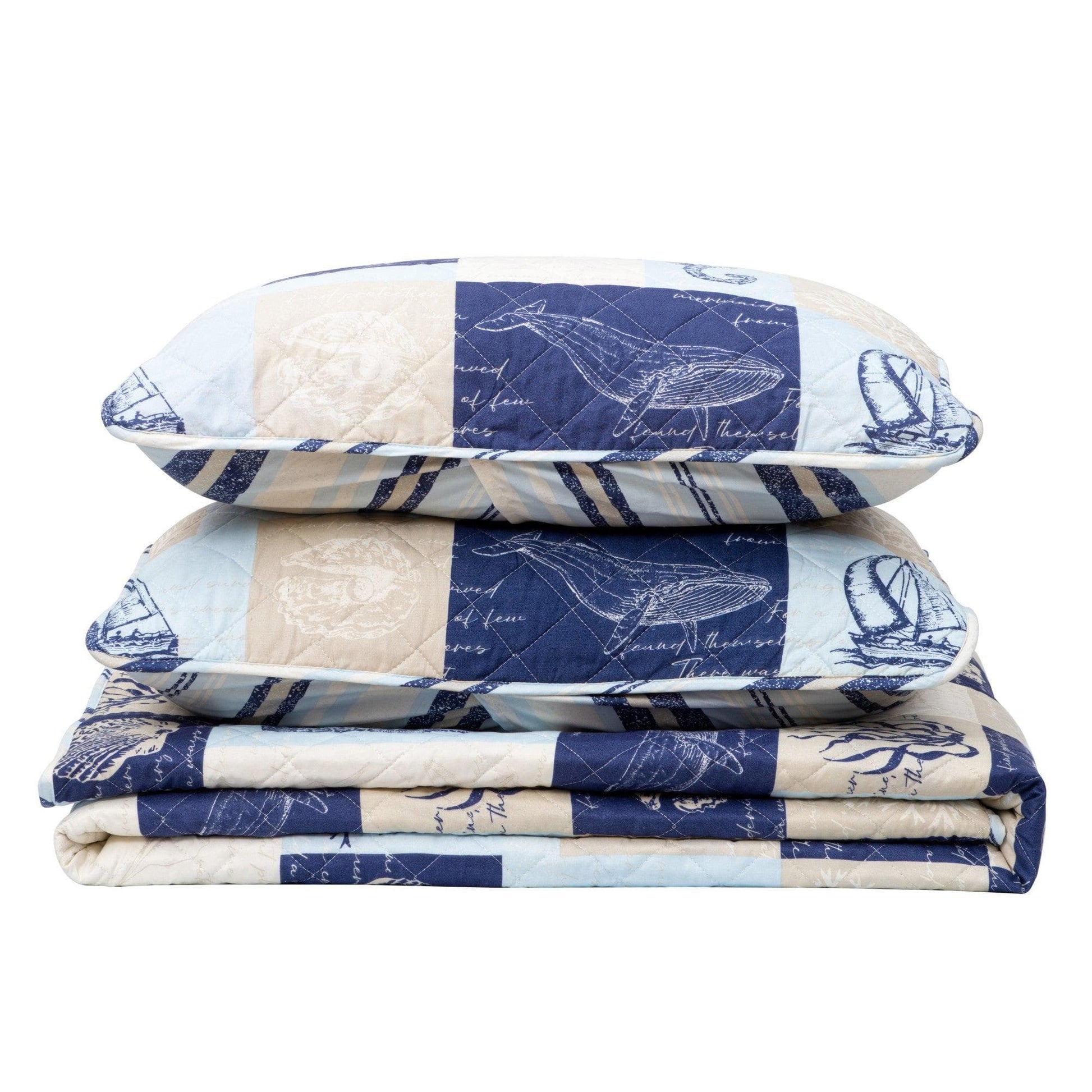 Seaside Patchwork Coastal Quilt Set - Caspian Collection - Boske.store