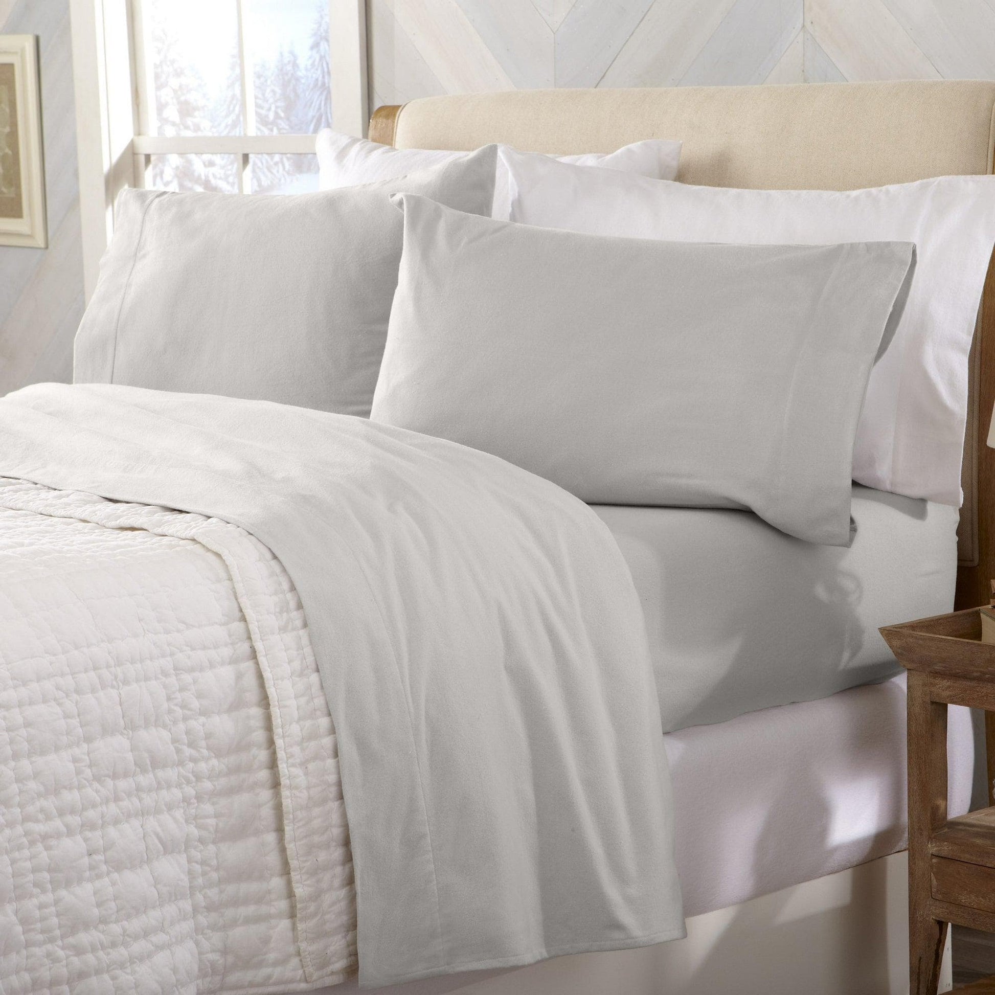 4 - Piece Cotton Solid Flannel Sheet - Nordic Collection - Boske.store