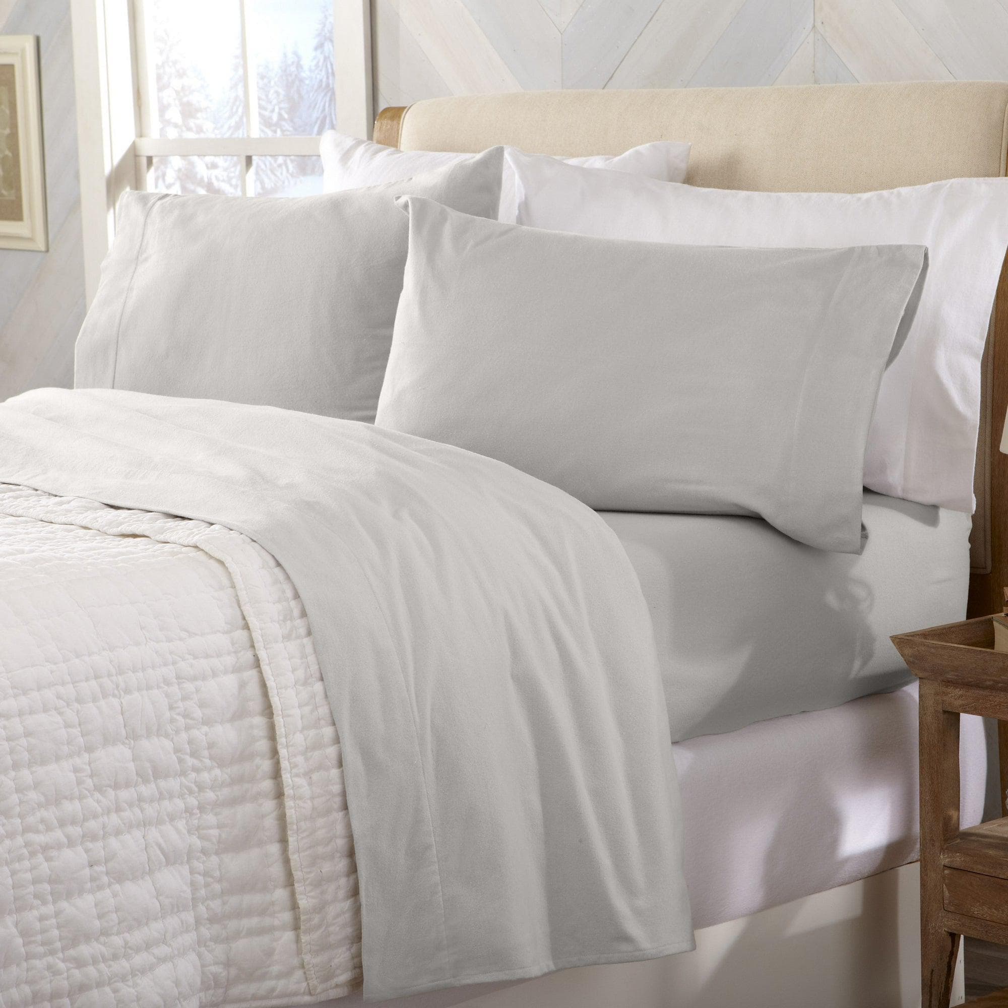4 - Piece Cotton Solid Flannel Sheet - Nordic Collection - Boske.store