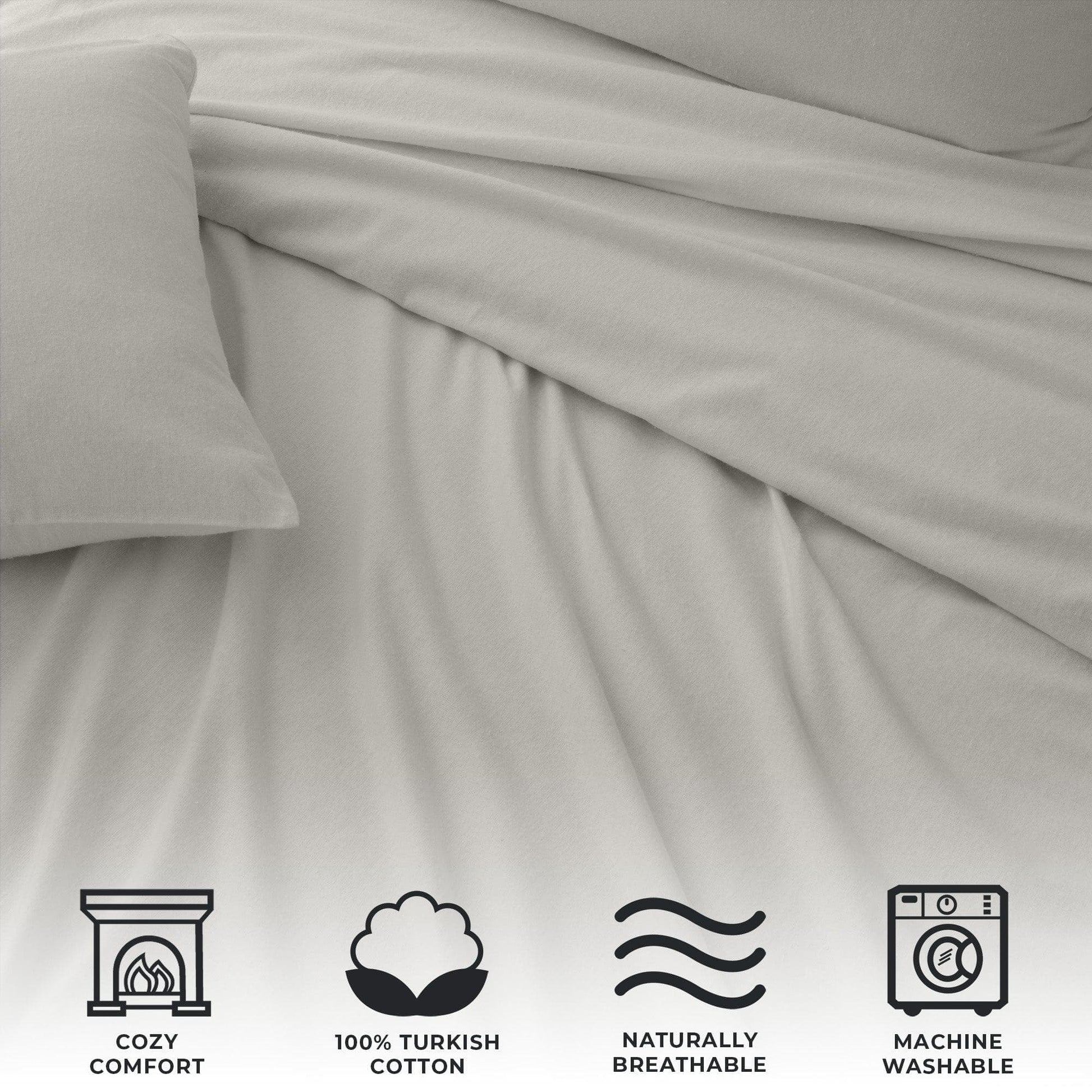 4 - Piece Cotton Solid Flannel Sheet - Nordic Collection - Boske.store