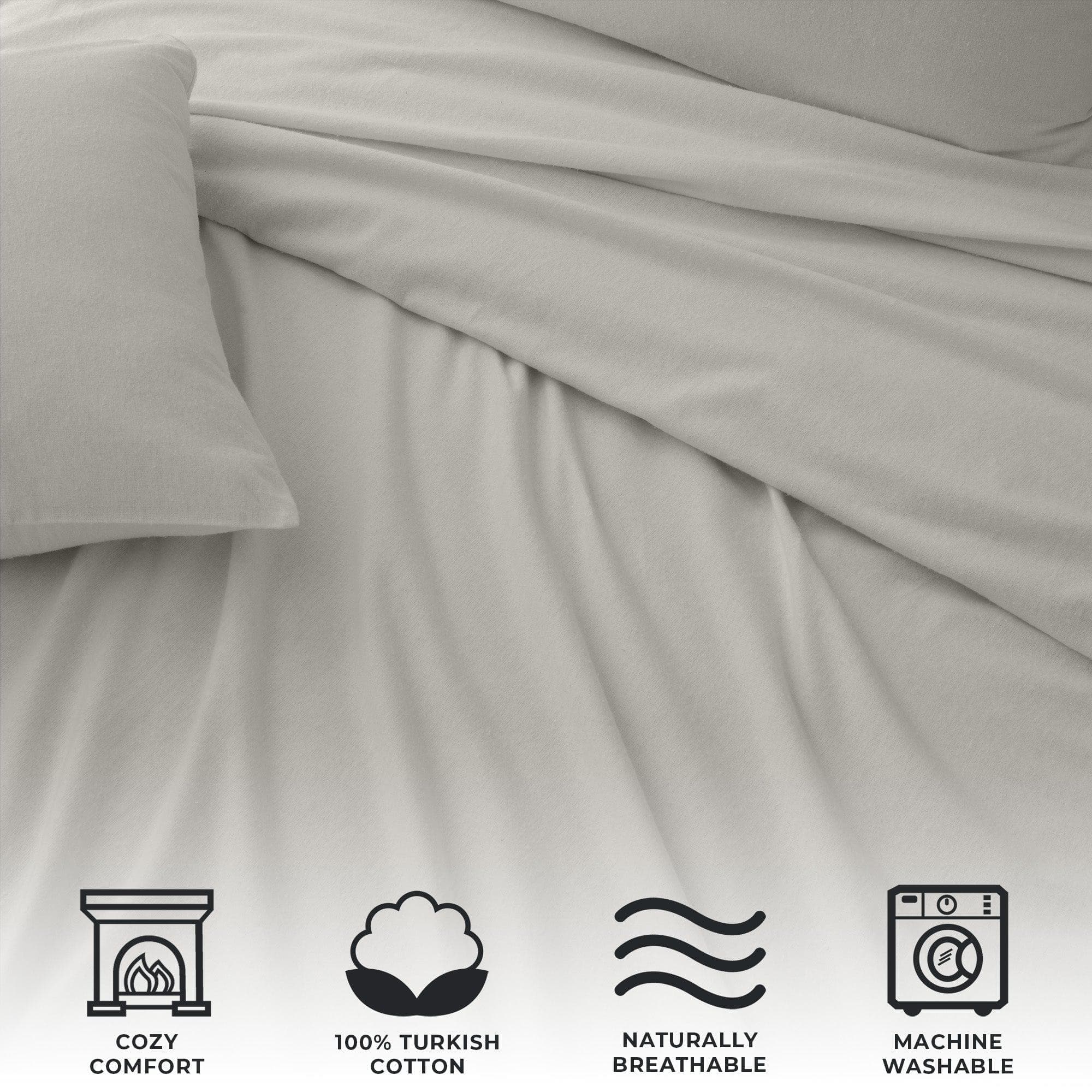 4 - Piece Cotton Solid Flannel Sheet - Nordic Collection - Boske.store