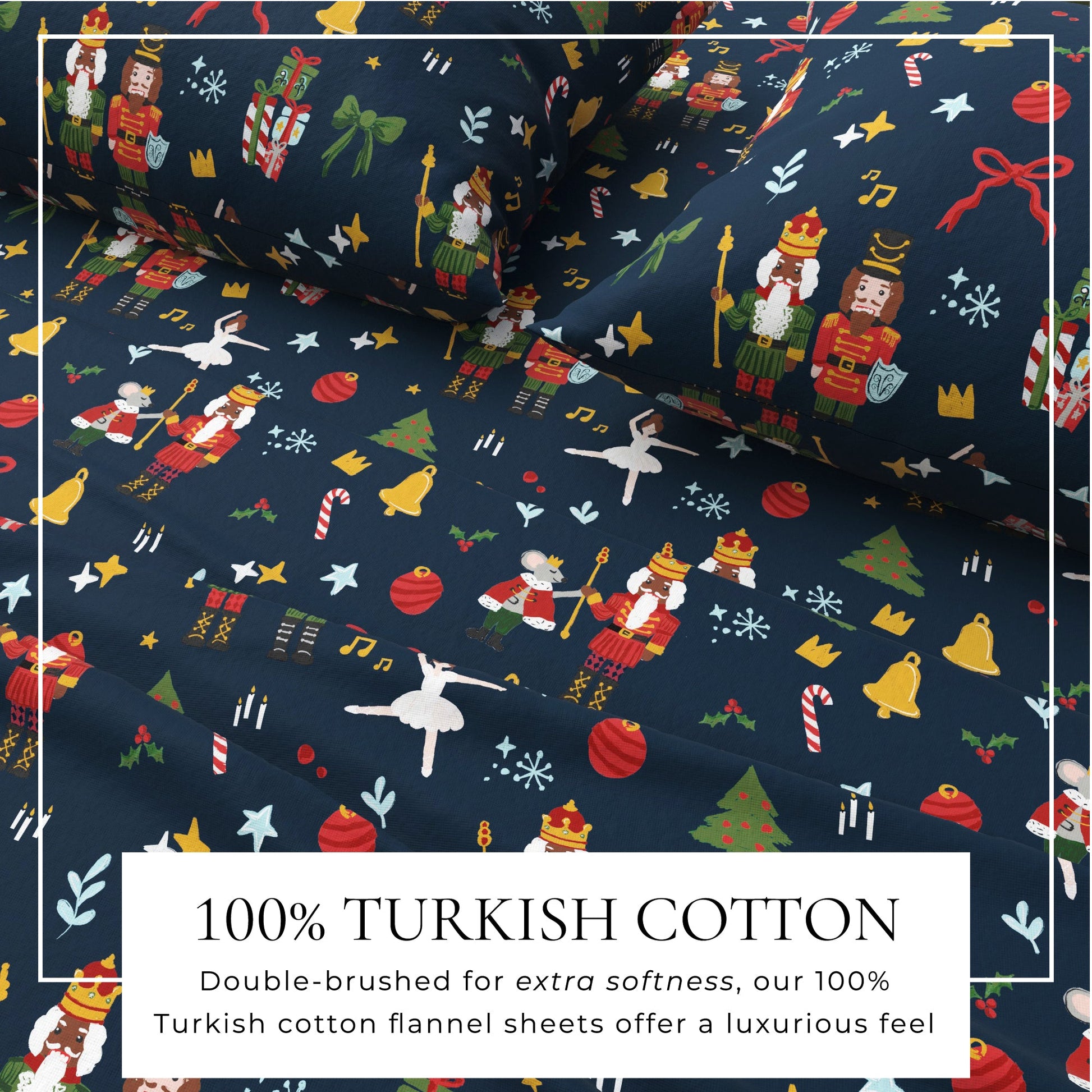 4 - Piece Turkish Cotton Christmas Flannel Sheet - Whittaker Collection - Boske.store