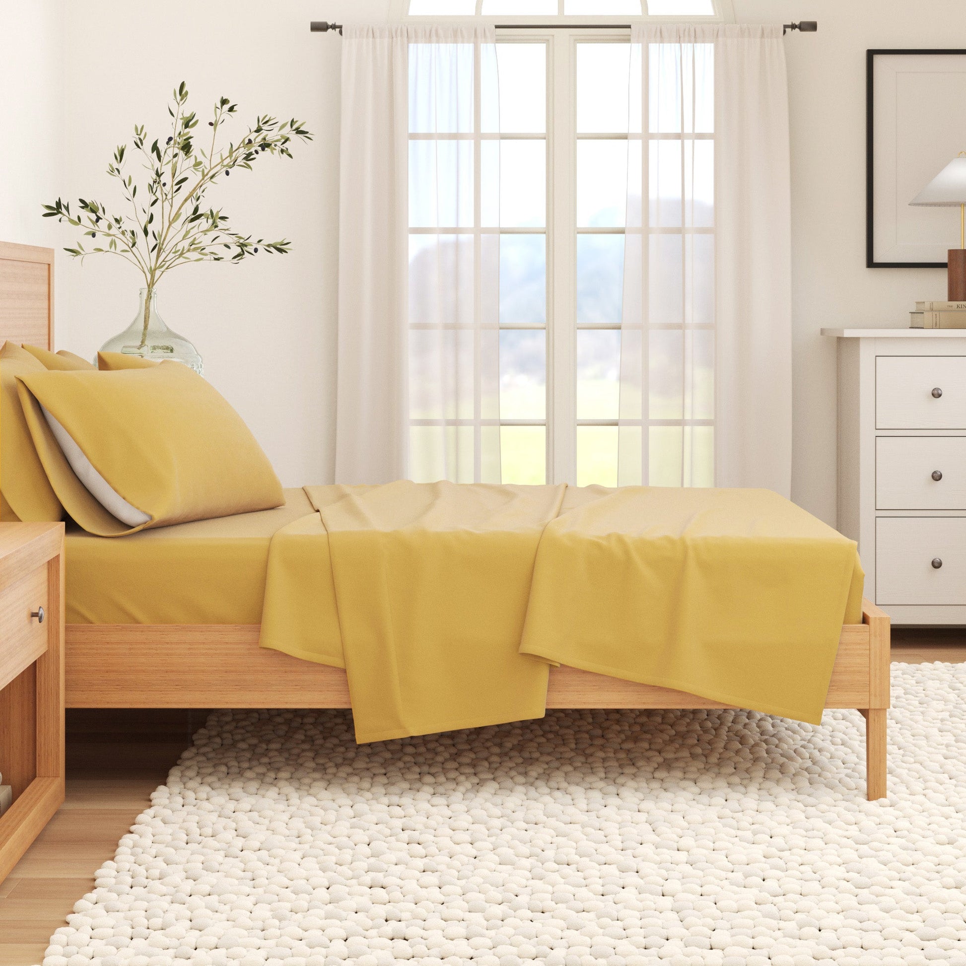 4 - Piece Cotton Solid Flannel Sheet - Nordic Collection - Boske.store