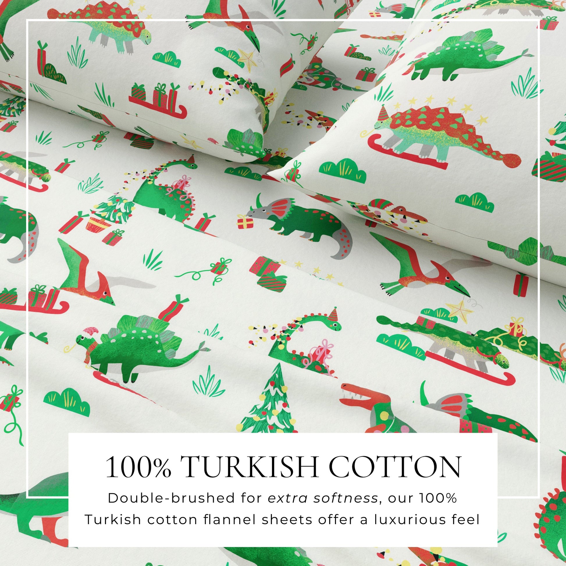 4 - Piece Turkish Cotton Christmas Flannel Sheet - Whittaker Collection - Boske.store