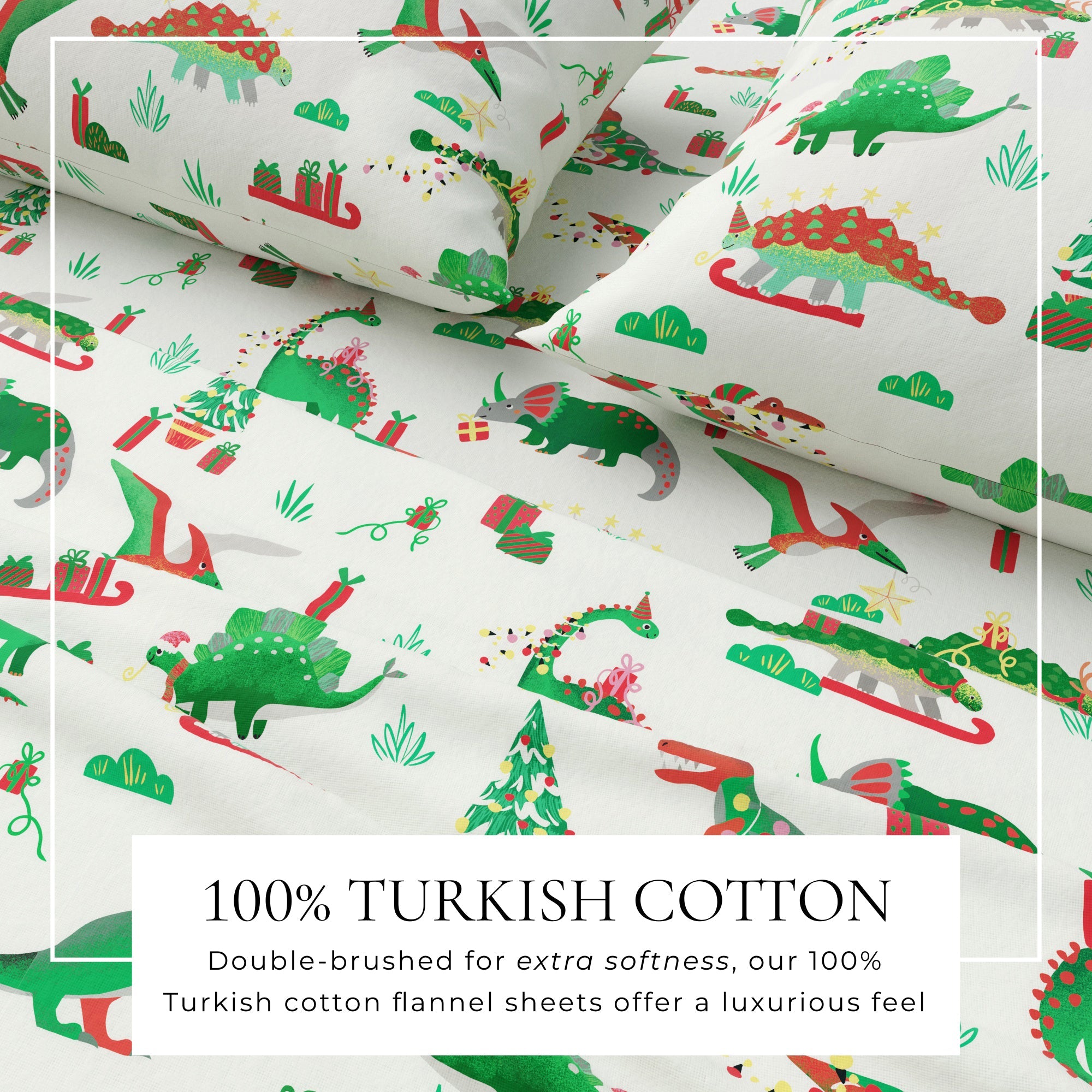 4 - Piece Turkish Cotton Christmas Flannel Sheet - Whittaker Collection - Boske.store
