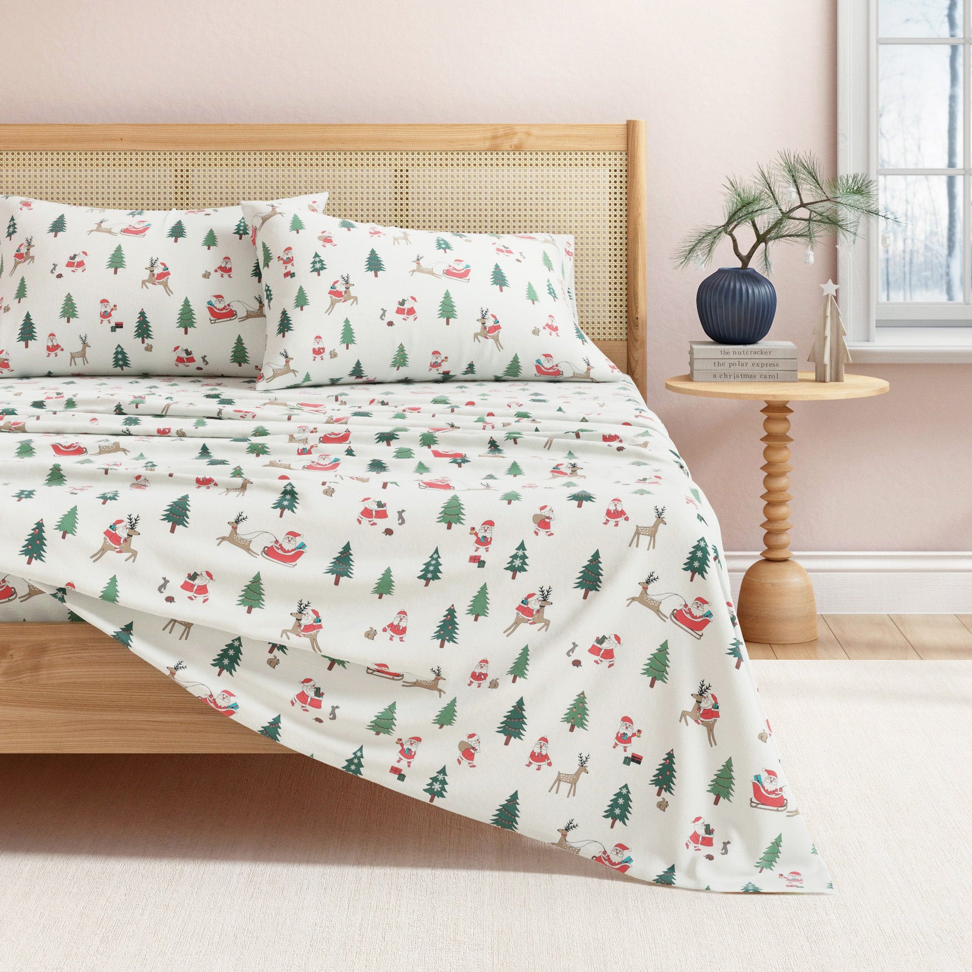 4 - Piece Turkish Cotton Christmas Flannel Sheet - Whittaker Collection - Boske.store