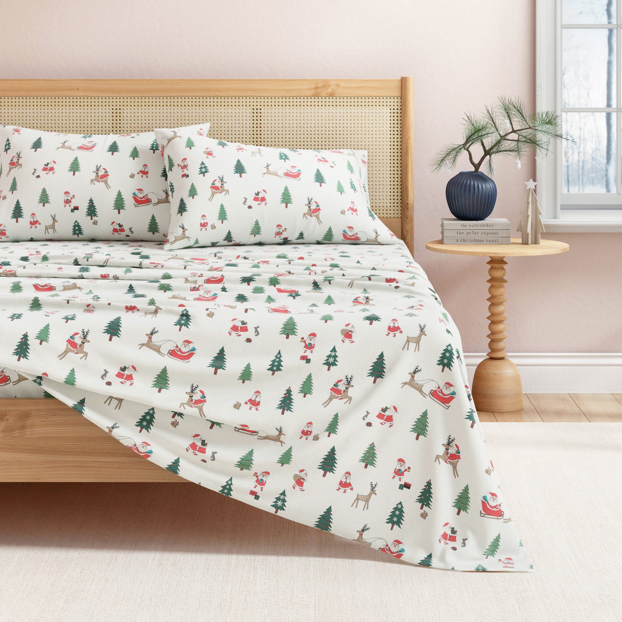 4 - Piece Turkish Cotton Christmas Flannel Sheet - Whittaker Collection - Boske.store