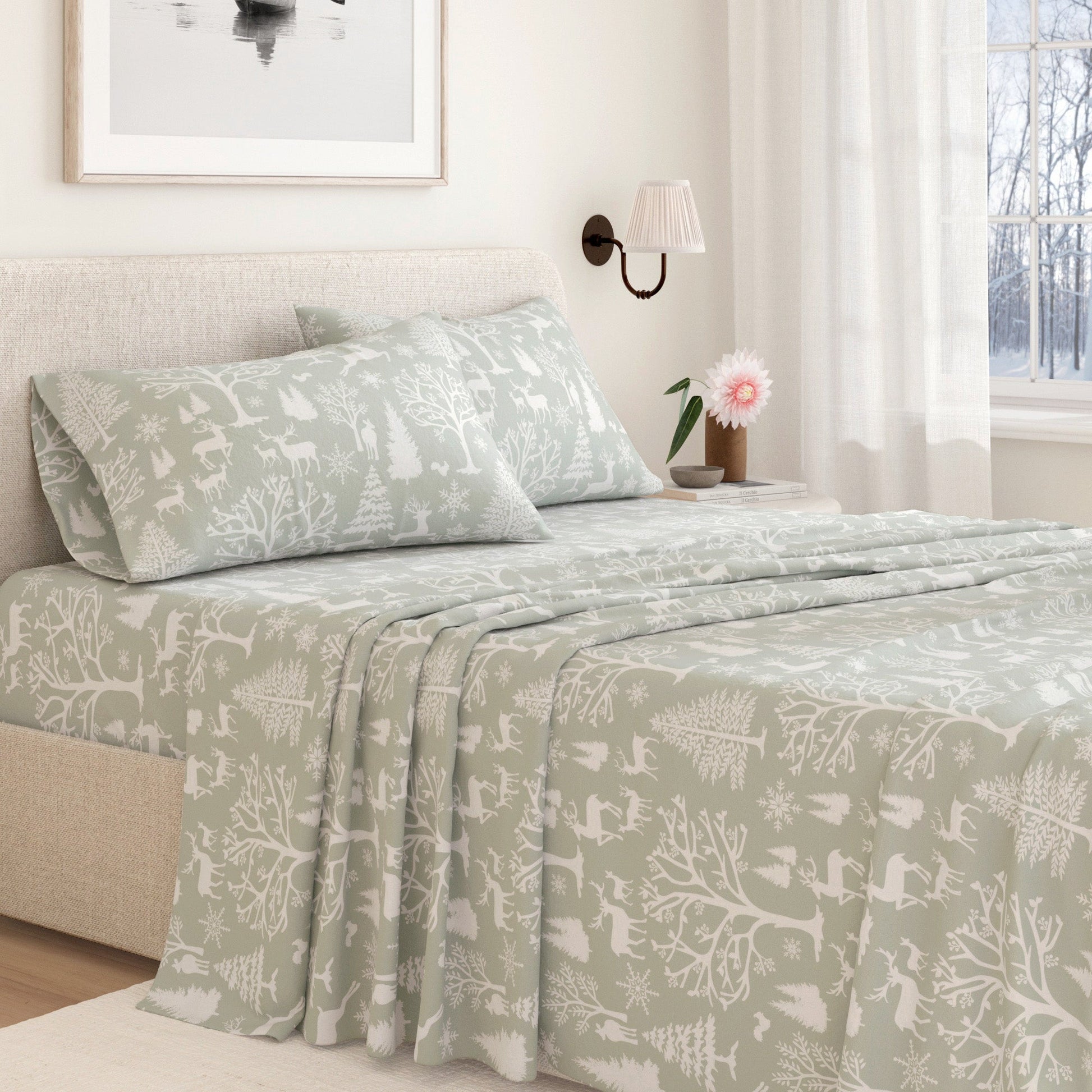 4 - Piece Turkish Cotton Flannel Sheet - Lakeview Collection - Boske.store