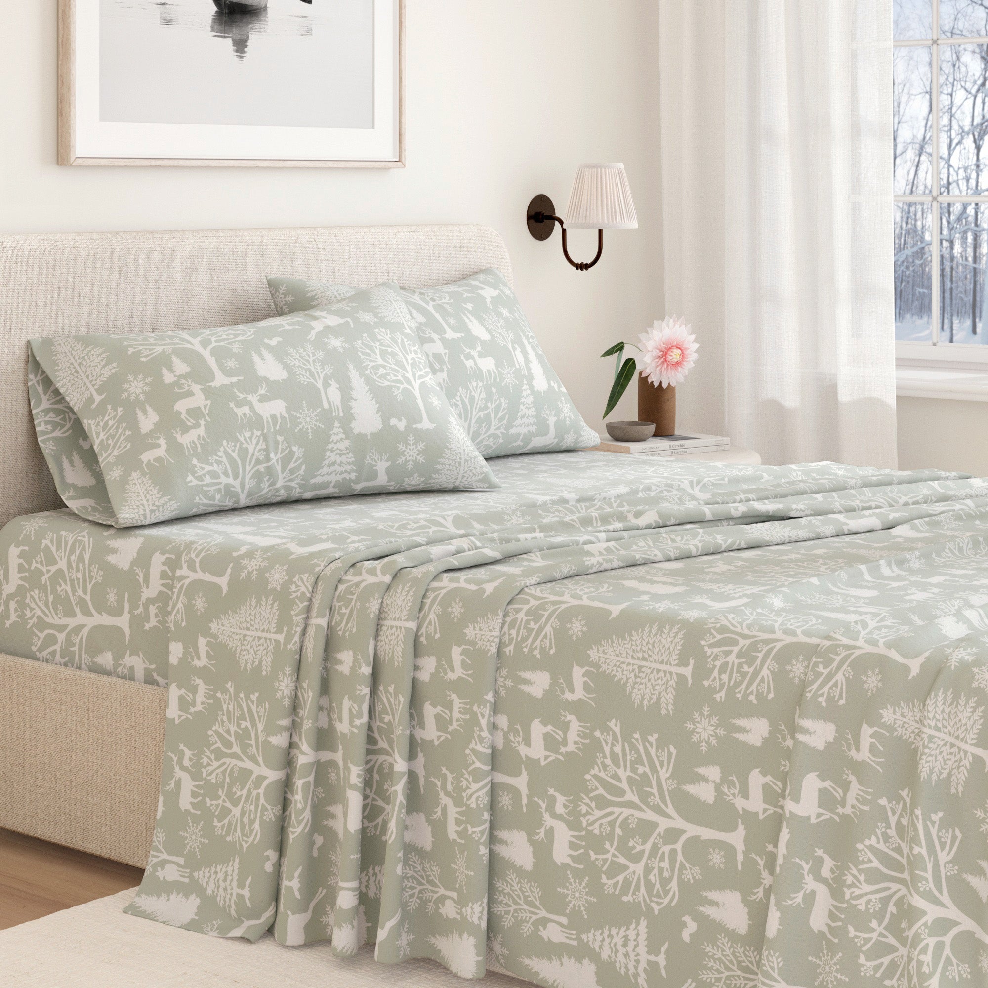 4 - Piece Turkish Cotton Flannel Sheet - Lakeview Collection - Boske.store