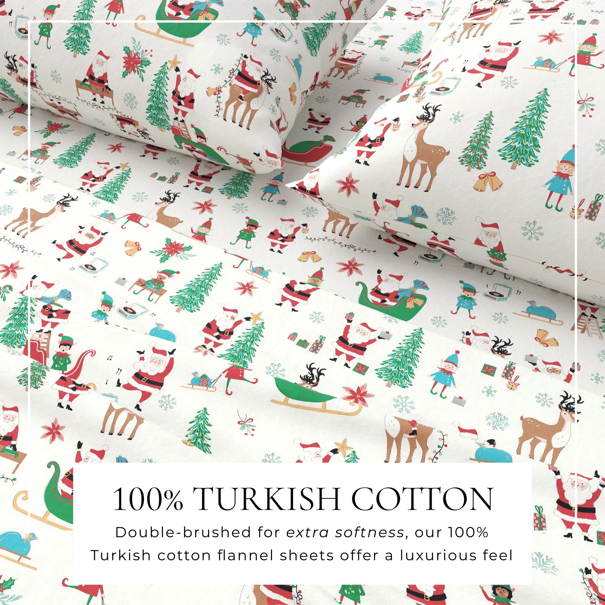4 - Piece Turkish Cotton Christmas Flannel Sheet - Whittaker Collection - Boske.store