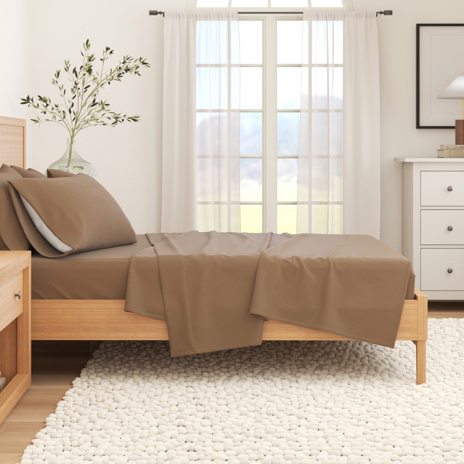 4 - Piece Cotton Solid Flannel Sheet - Nordic Collection - Boske.store