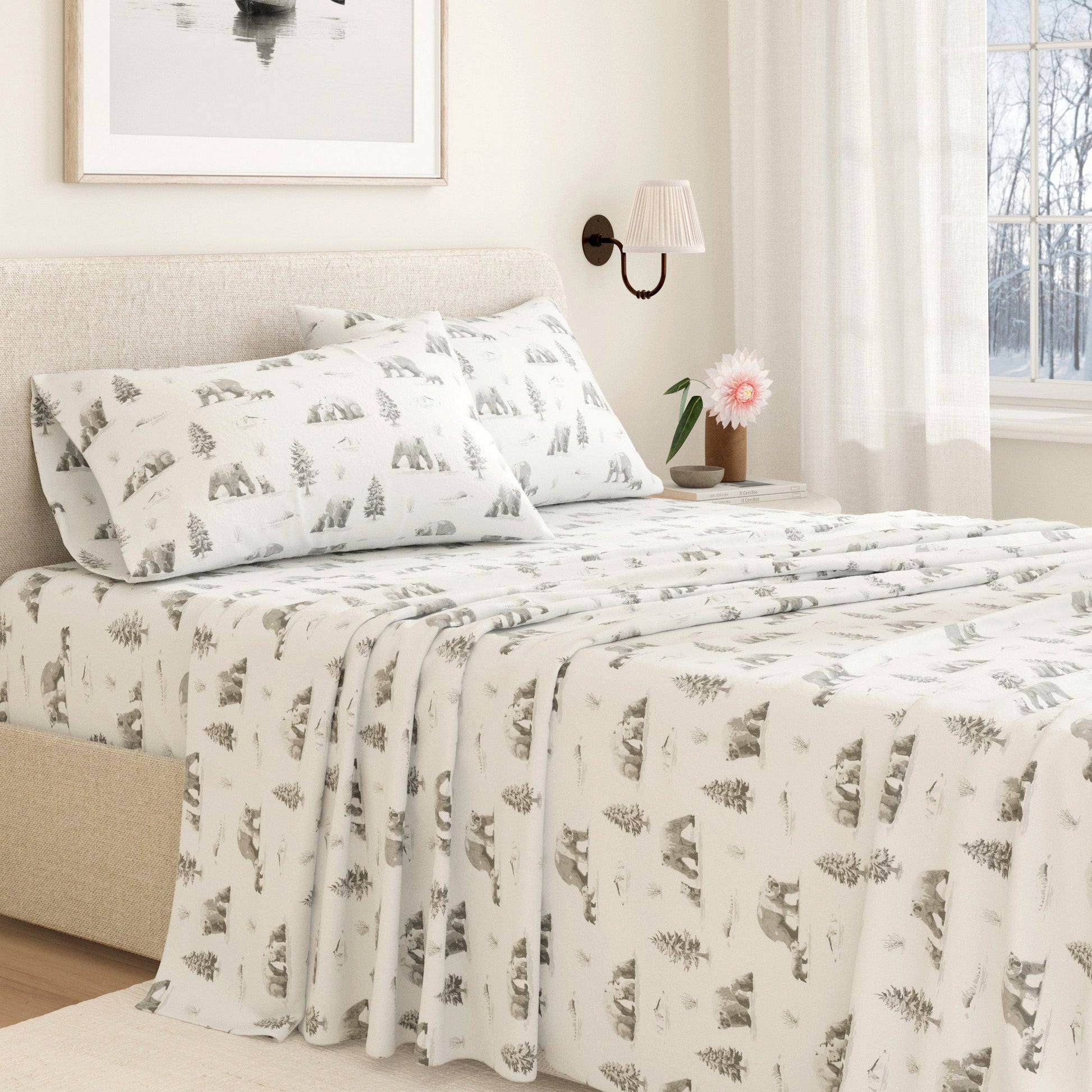 4 - Piece Turkish Cotton Flannel Sheet - Lakeview Collection - Boske.store
