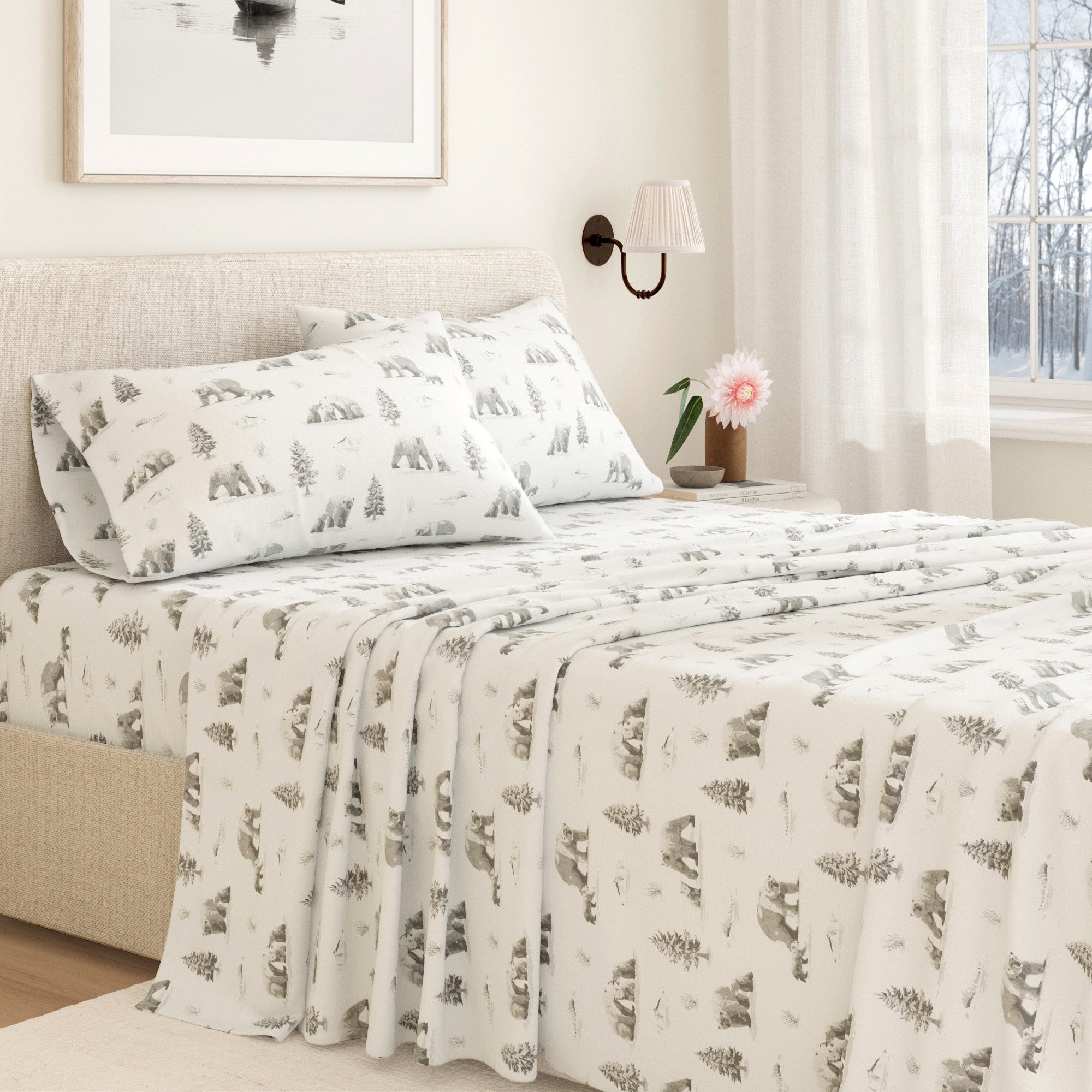 4 - Piece Turkish Cotton Flannel Sheet - Lakeview Collection - Boske.store