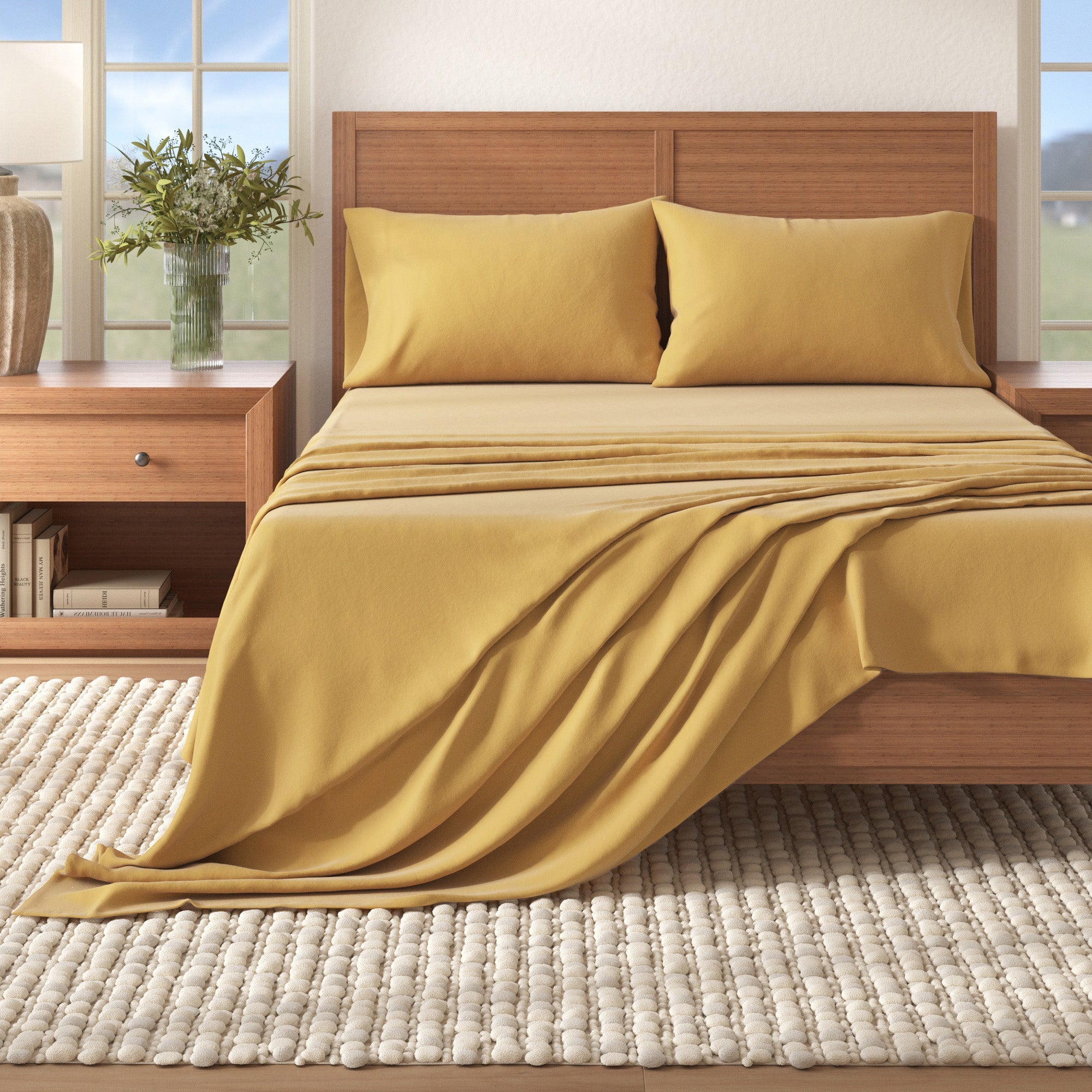 4 - Piece Cotton Solid Flannel Sheet - Nordic Collection - Boske.store