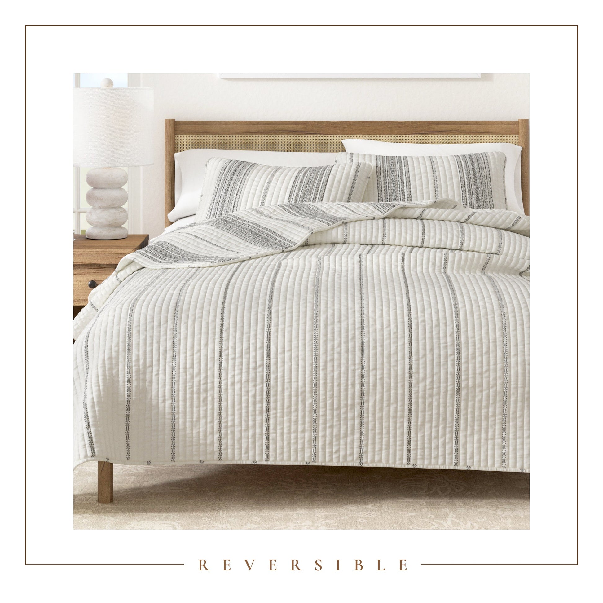 3 - Piece Stripe Quilt - Wesley Collection - Boske.store