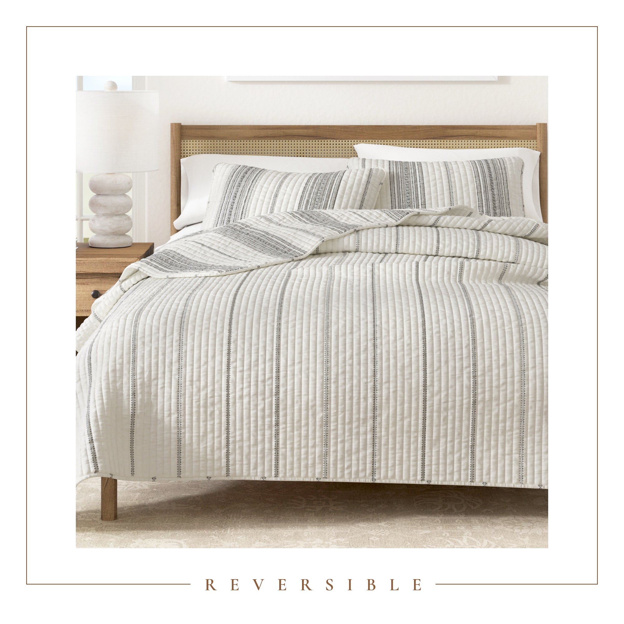 3 - Piece Stripe Quilt - Wesley Collection - Boske.store