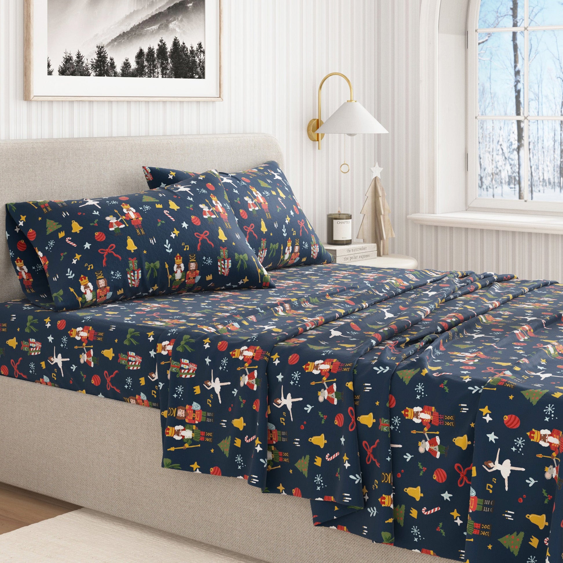 4 - Piece Turkish Cotton Christmas Flannel Sheet - Whittaker Collection - Boske.store