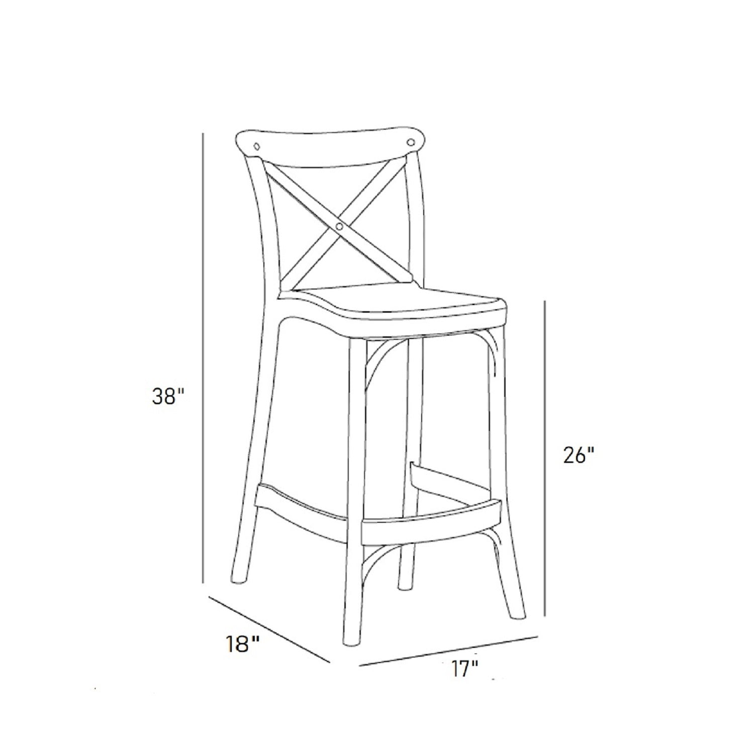 Outdoor Bar Stool Crossback 30" - Set of 4 - Milan - Boske.store