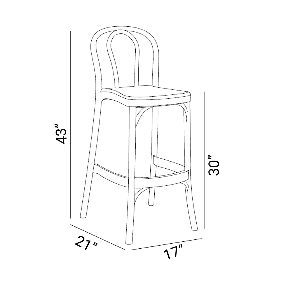 Outdoor Bar Stool 30" - Set of 4 - Soho - Boske.store