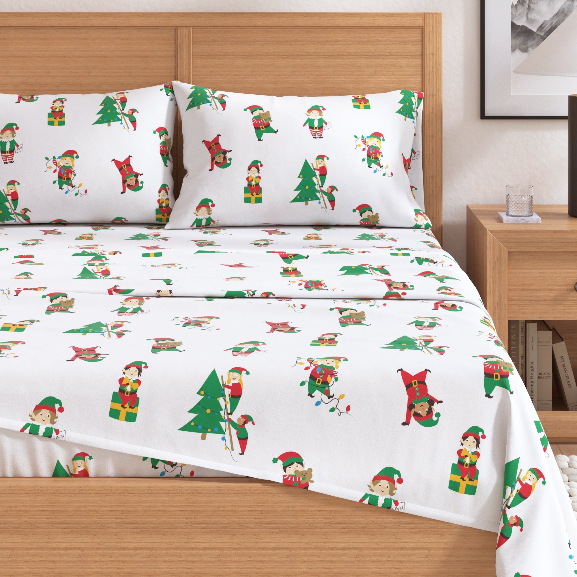 4 - Piece Turkish Cotton Christmas Flannel Sheet - Whittaker Collection - Boske.store