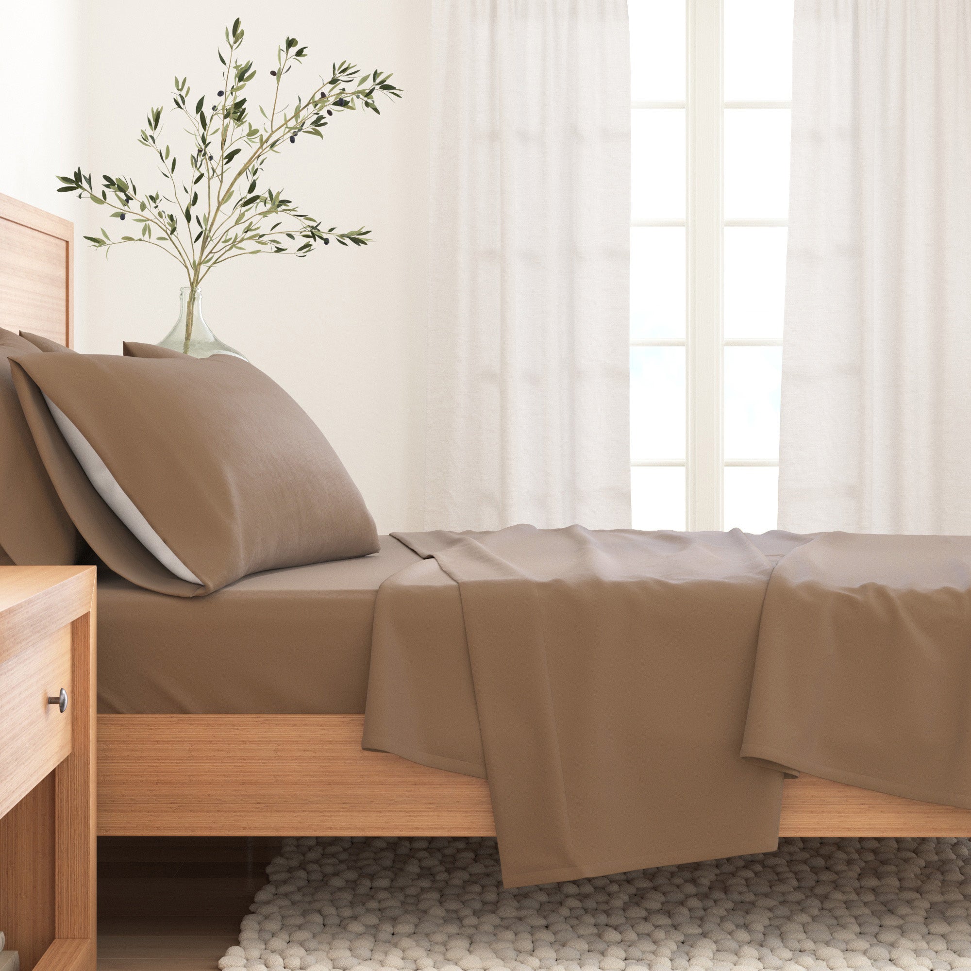 4 - Piece Cotton Solid Flannel Sheet - Nordic Collection - Boske.store