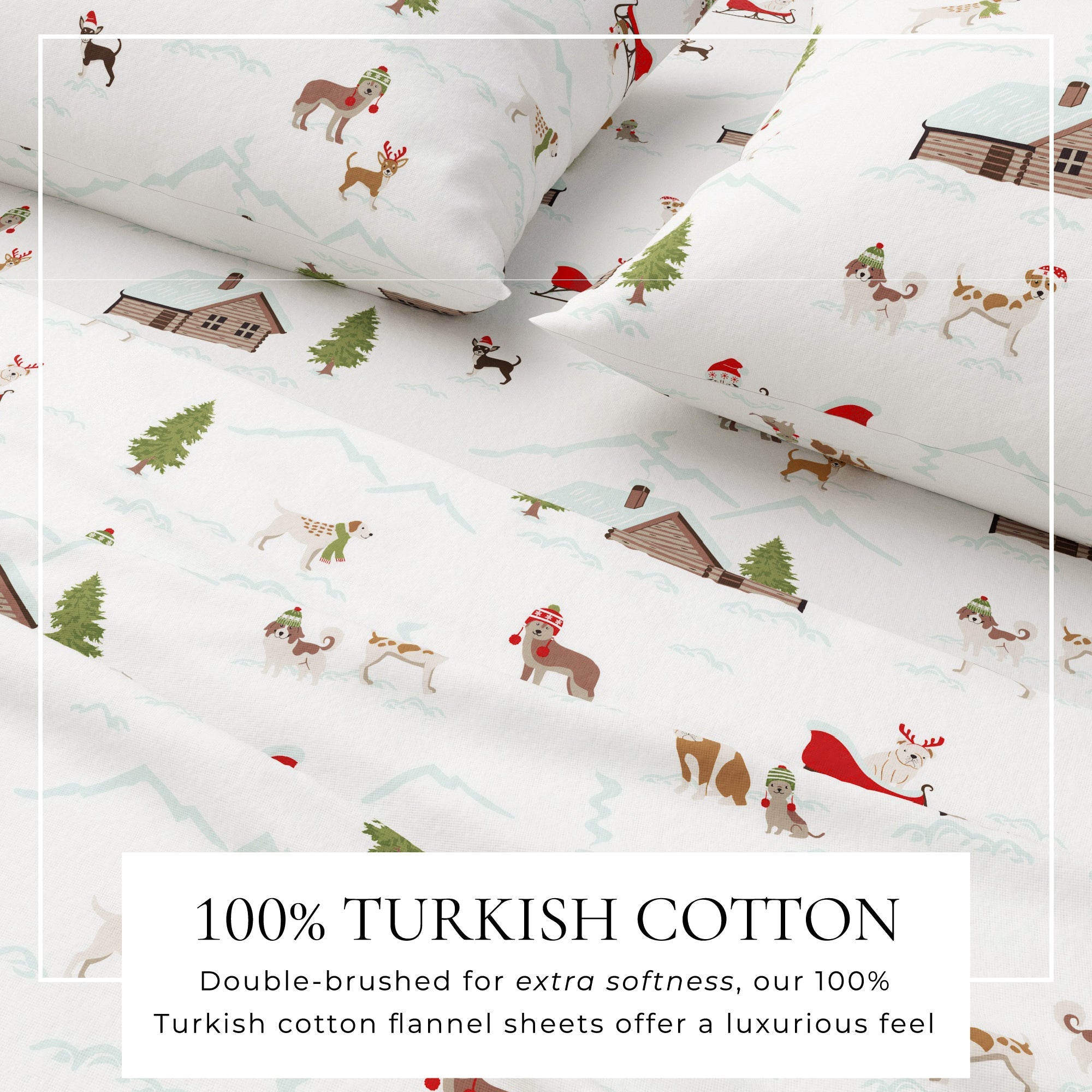 4 - Piece Turkish Cotton Christmas Flannel Sheet - Whittaker Collection - Boske.store