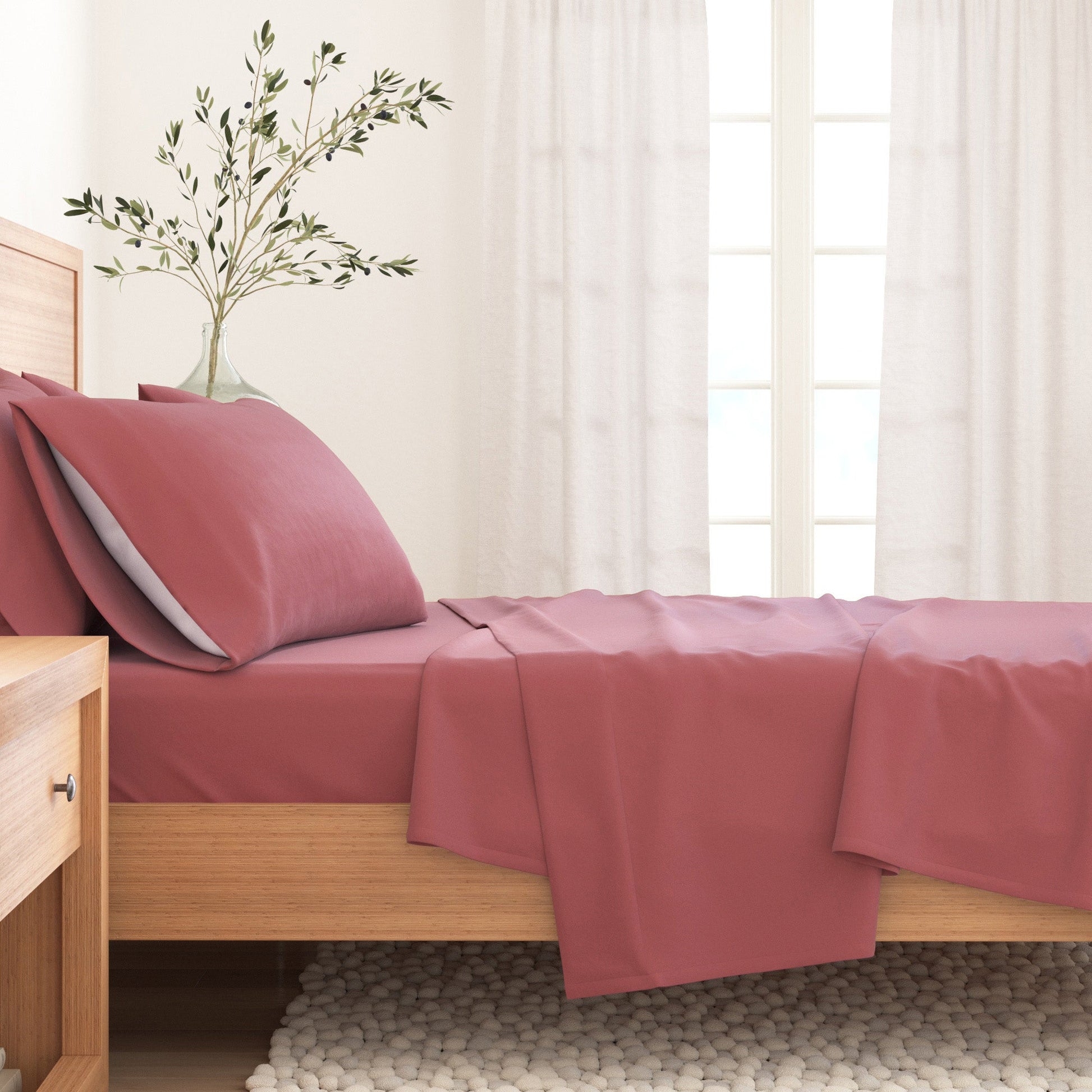 4 - Piece Cotton Solid Flannel Sheet - Nordic Collection - Boske.store