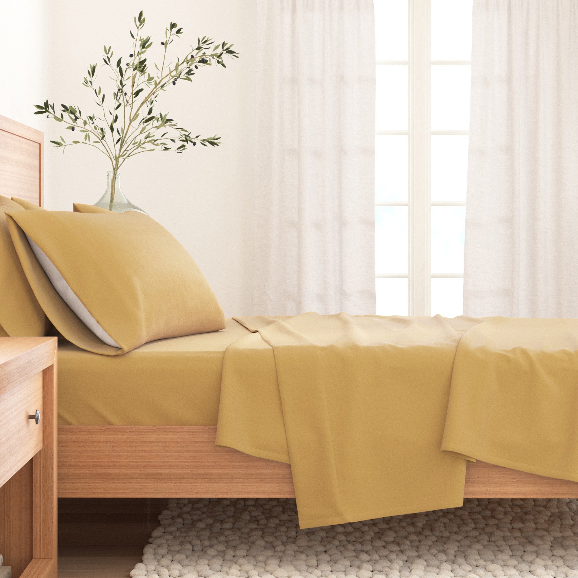 4 - Piece Cotton Solid Flannel Sheet - Nordic Collection - Boske.store