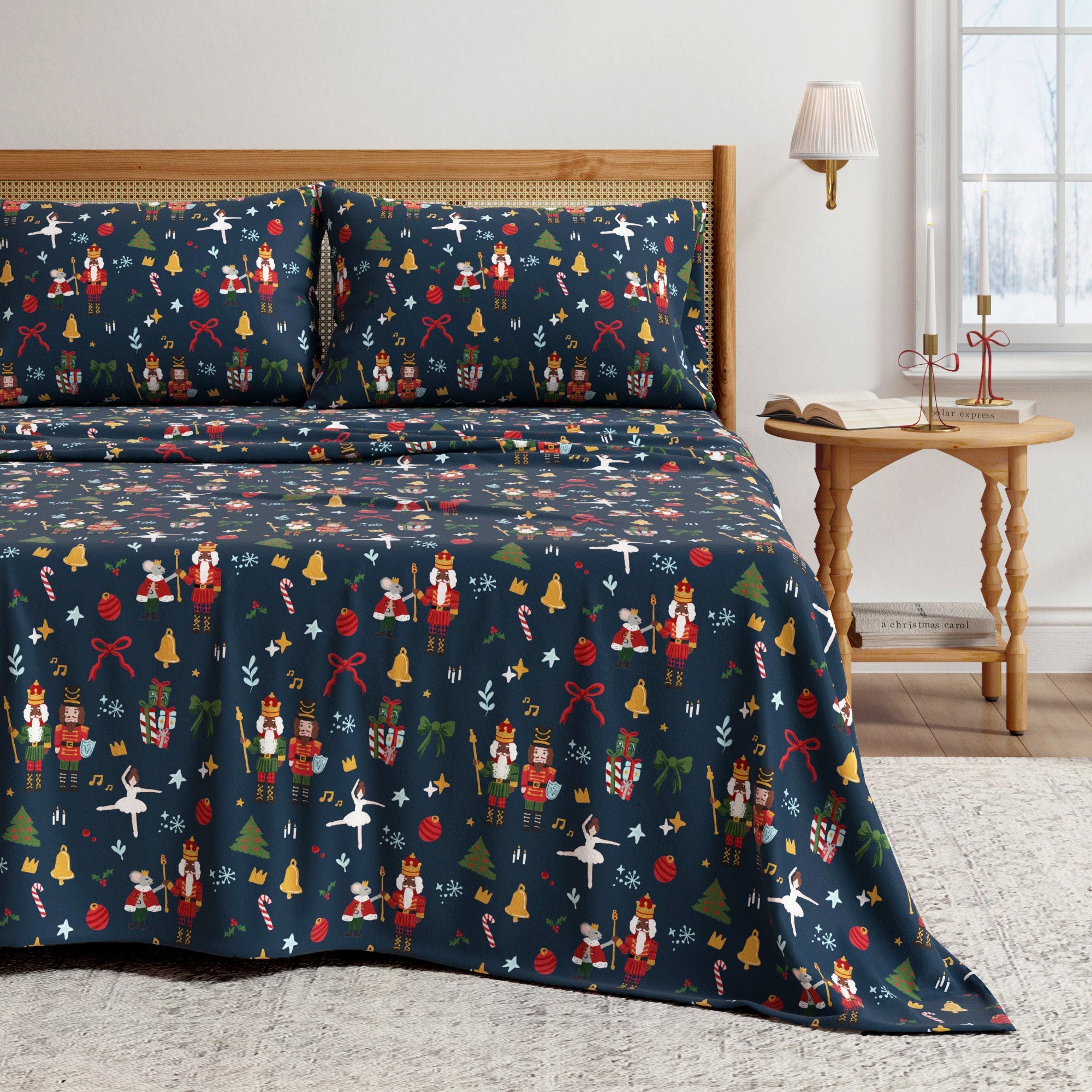 4 - Piece Turkish Cotton Christmas Flannel Sheet - Whittaker Collection - Boske.store