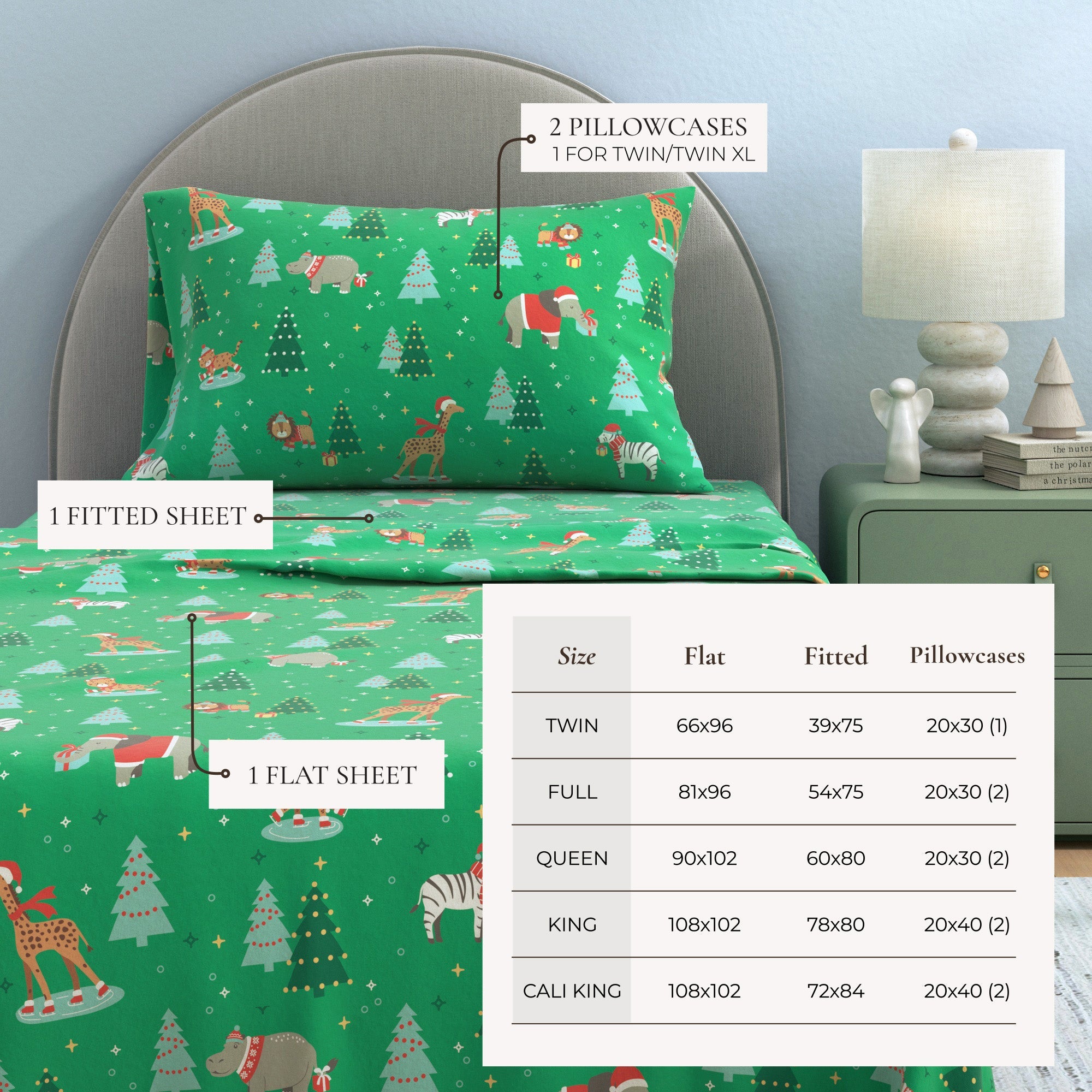4 - Piece Turkish Cotton Christmas Flannel Sheet - Whittaker Collection - Boske.store