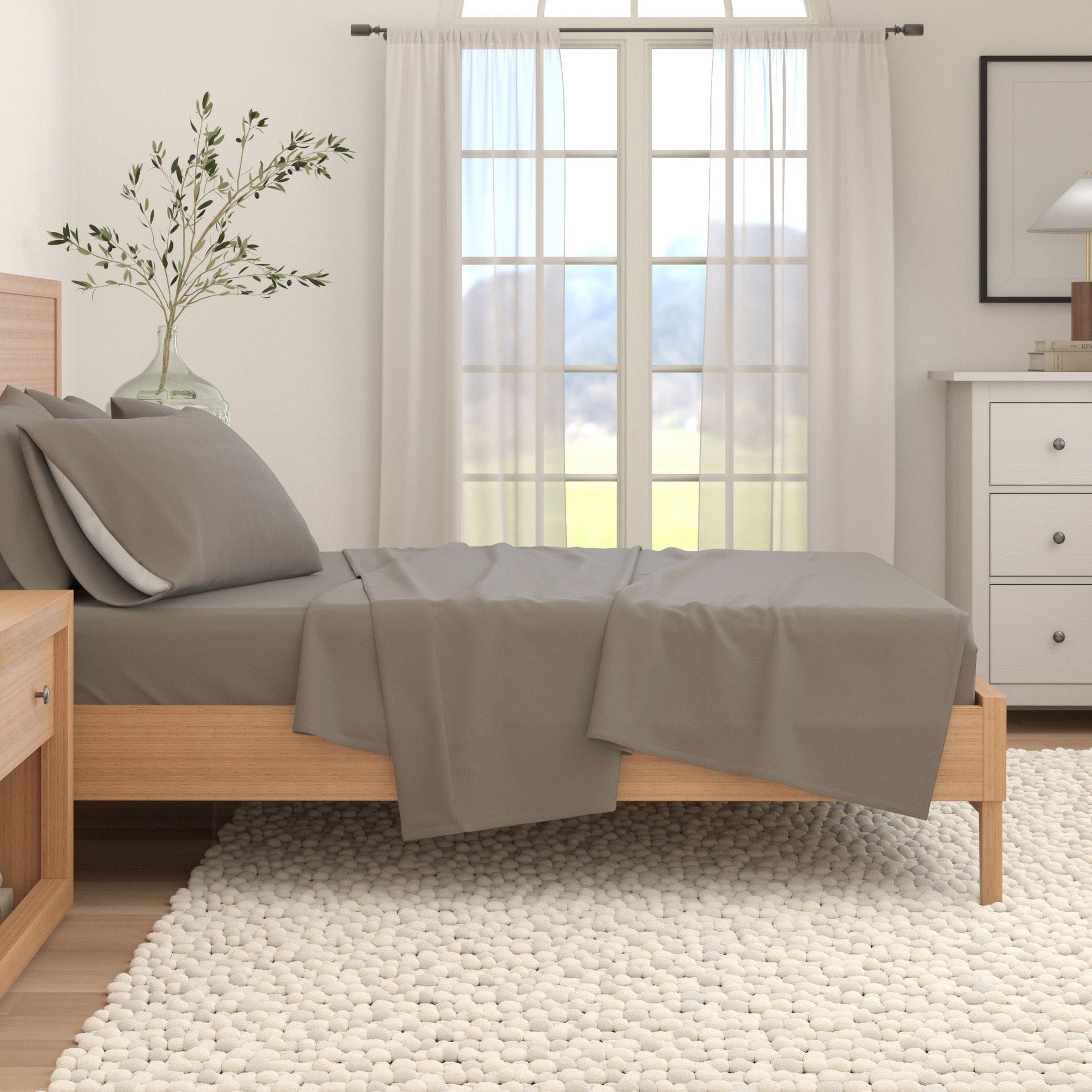 4 - Piece Cotton Solid Flannel Sheet - Nordic Collection - Boske.store