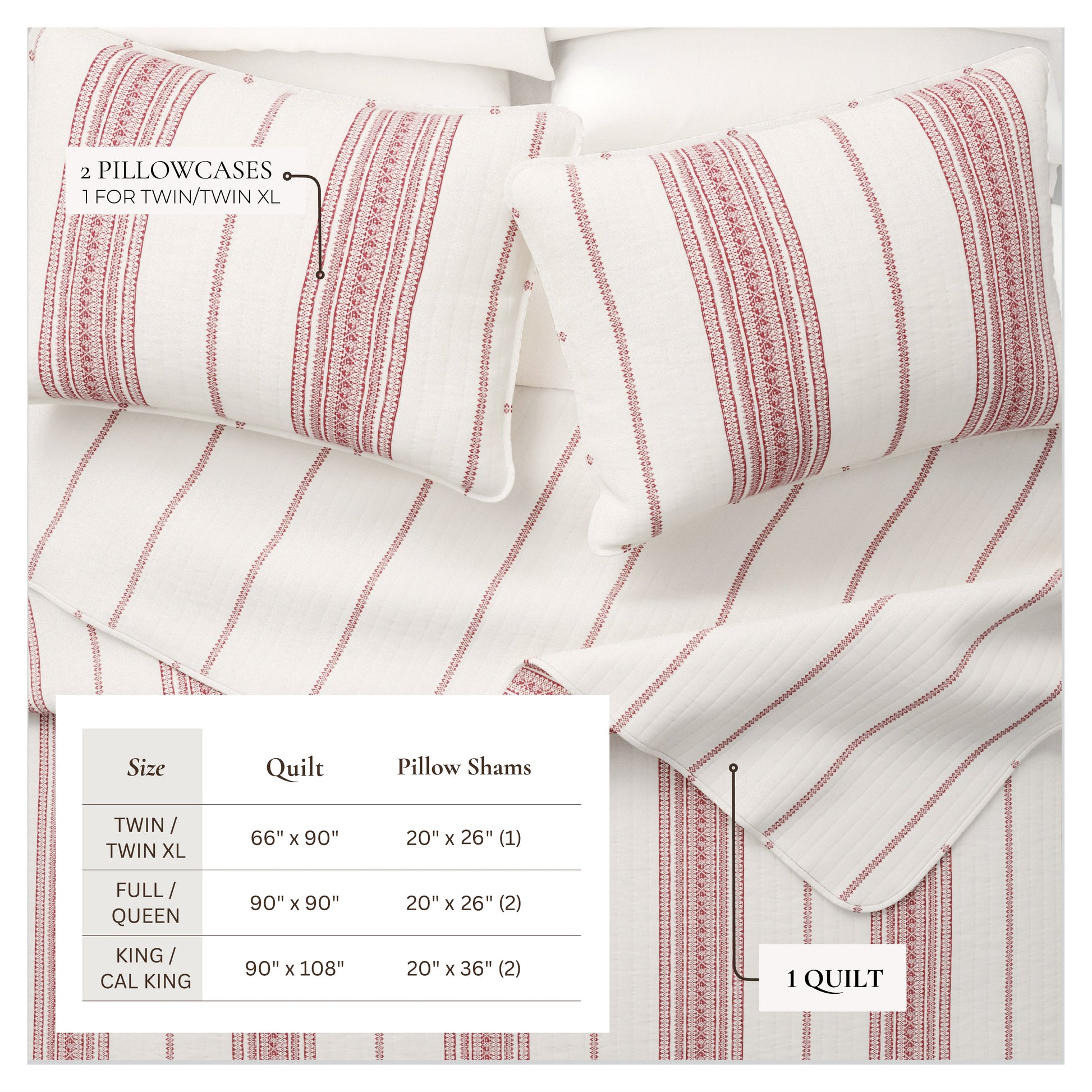 3 - Piece Stripe Quilt - Wesley Collection - Boske.store